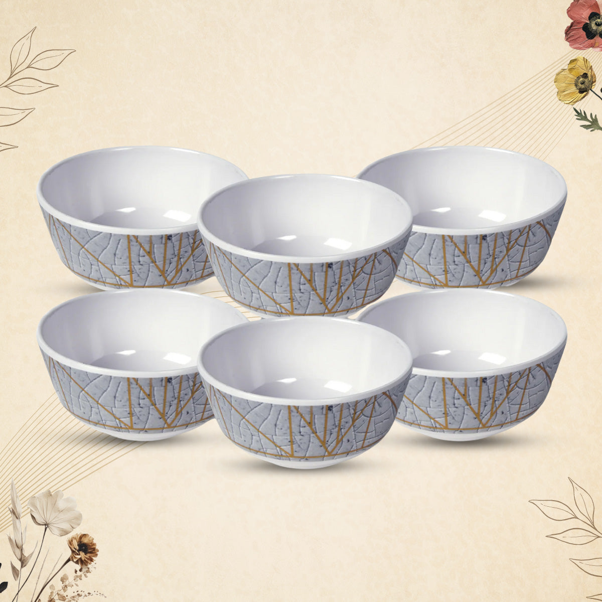 Stehlen Donna Glossy Dinnerware, Melamine, 6 PC - Gray Crackle