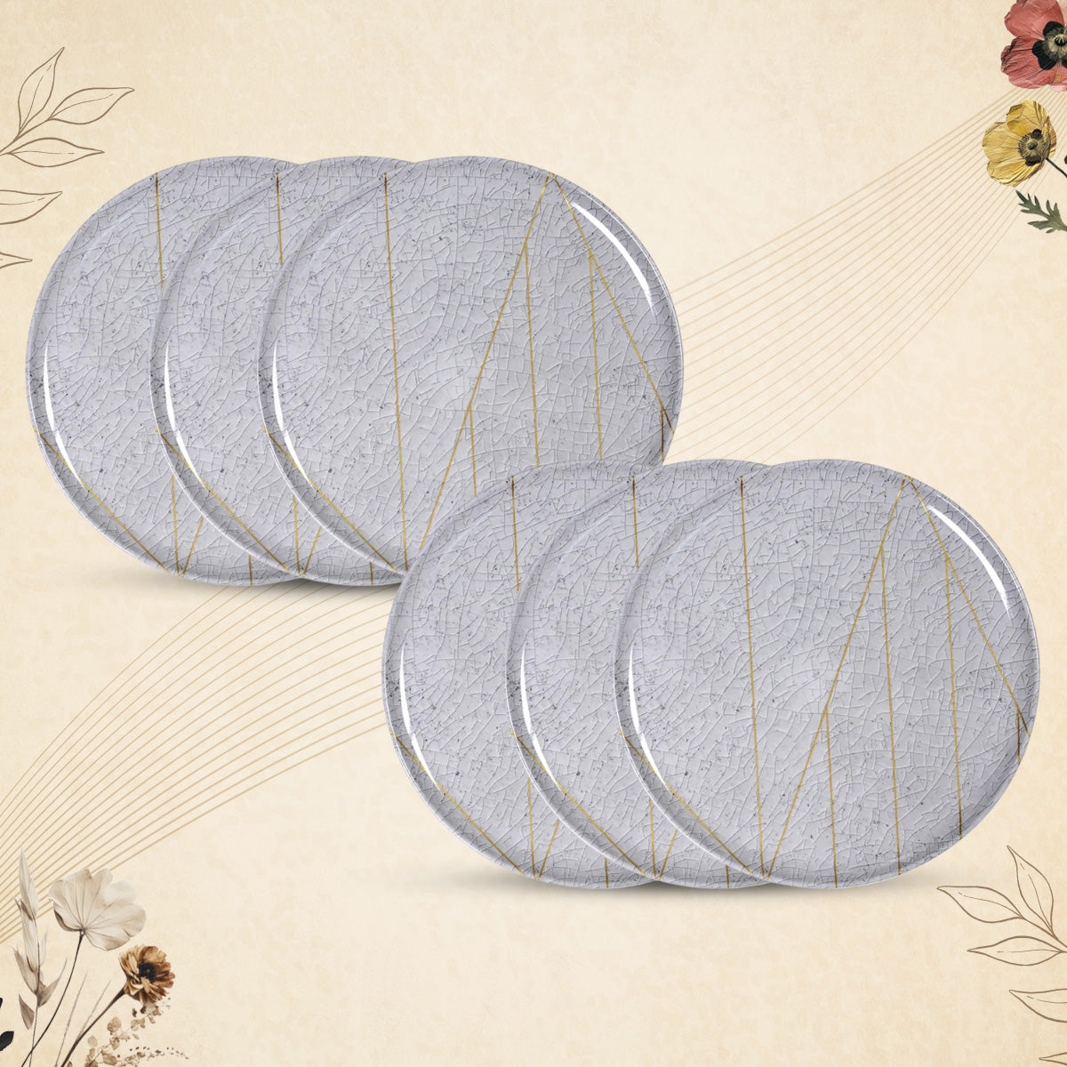 Stehlen Donna Glossy Dinnerware, Melamine 6 pcs-  Gray Crackle