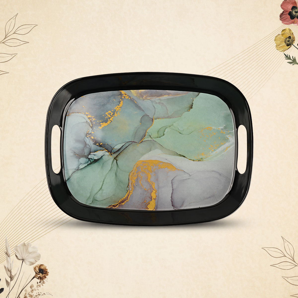 Stehlen 100% Pure melamine Handy Tray- Set of 3 Green Emerald