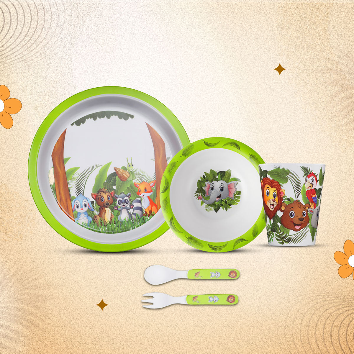 Stehlen set of 5 pcs kids feeding set, Pure melamine, JUNGLE BOOK