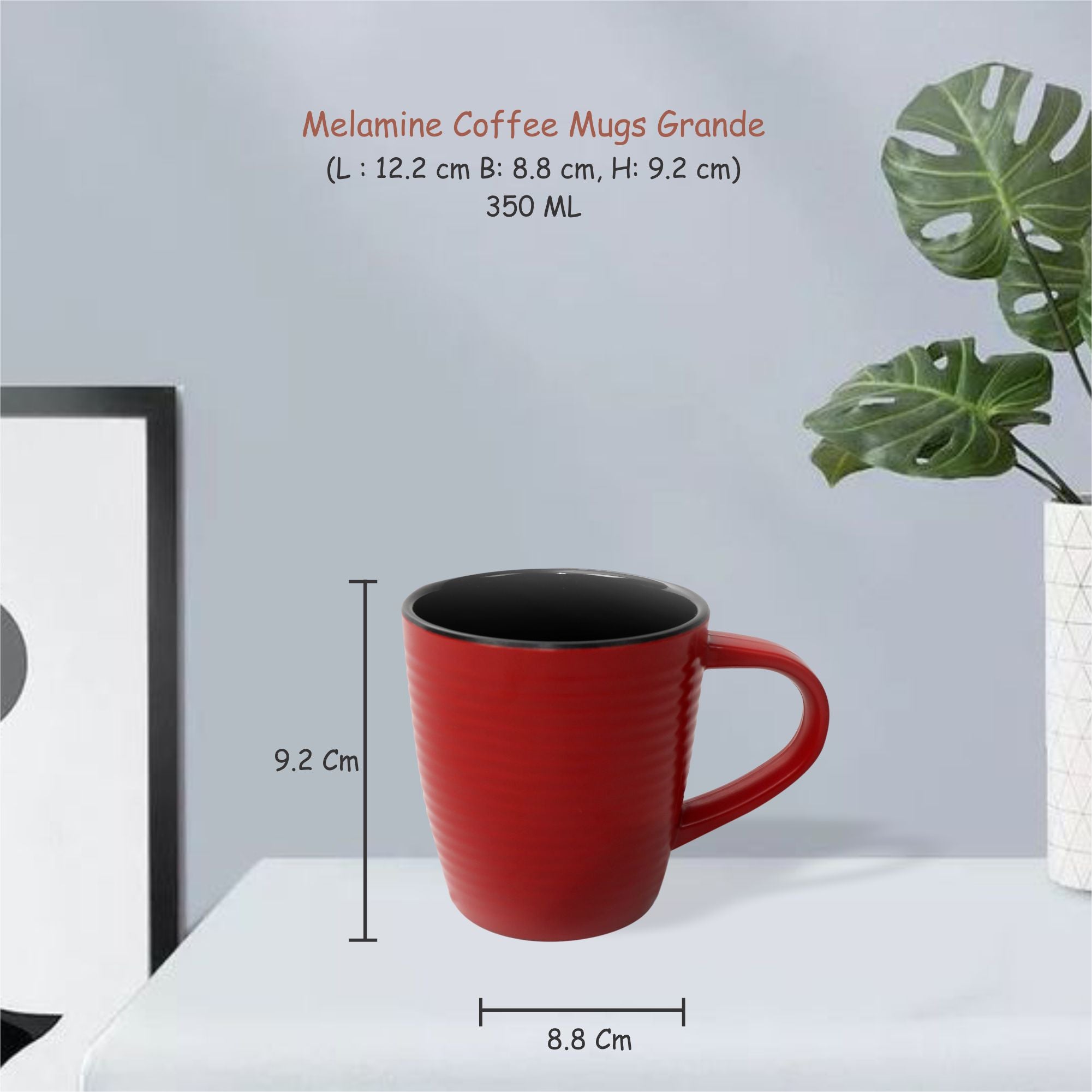 Stehlen 100% Pure melamine Short Coffee Mugs- Red