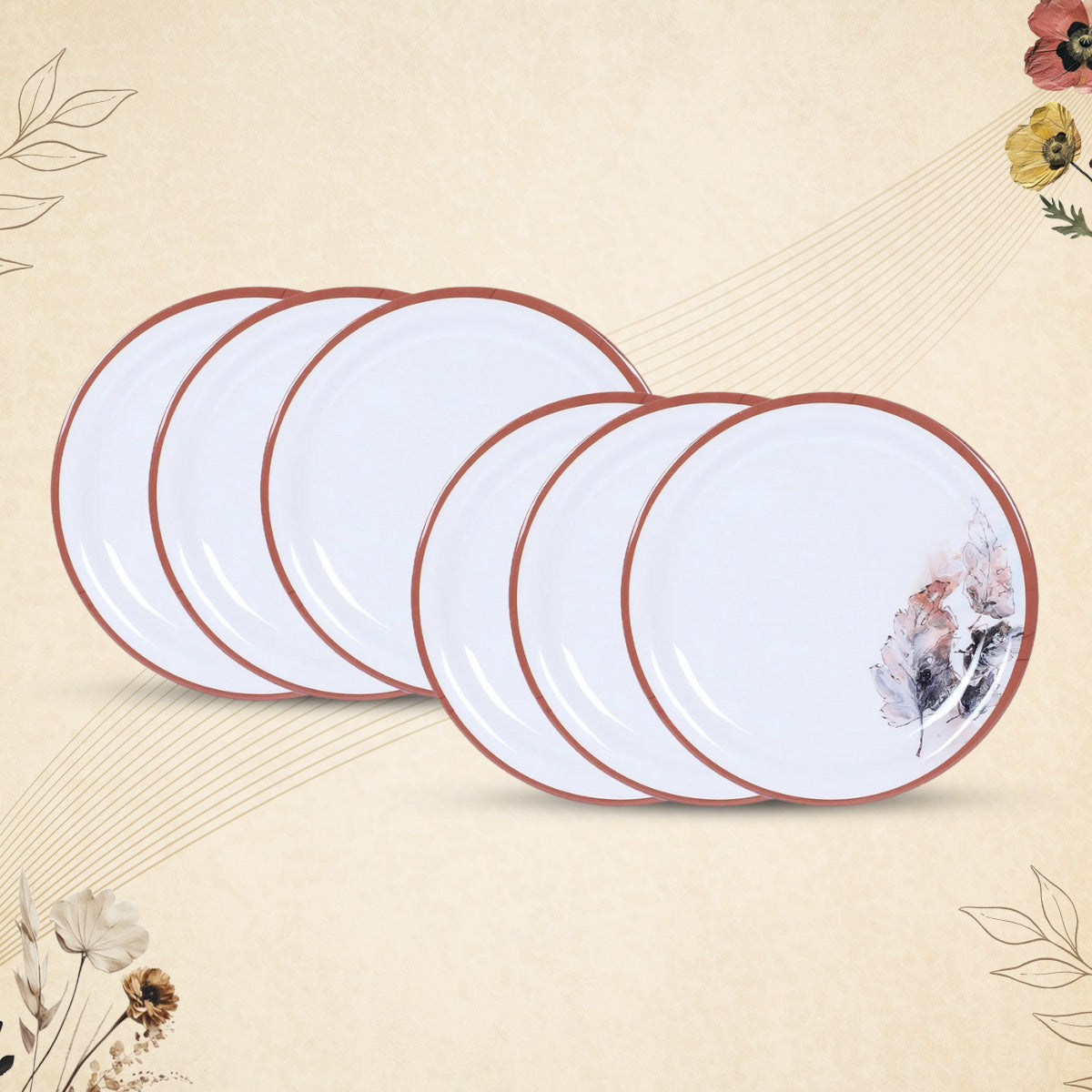 Stehlen Indian Round Dinnerware 6 Pcs Kitchen Set for home- MAPLE LEAF