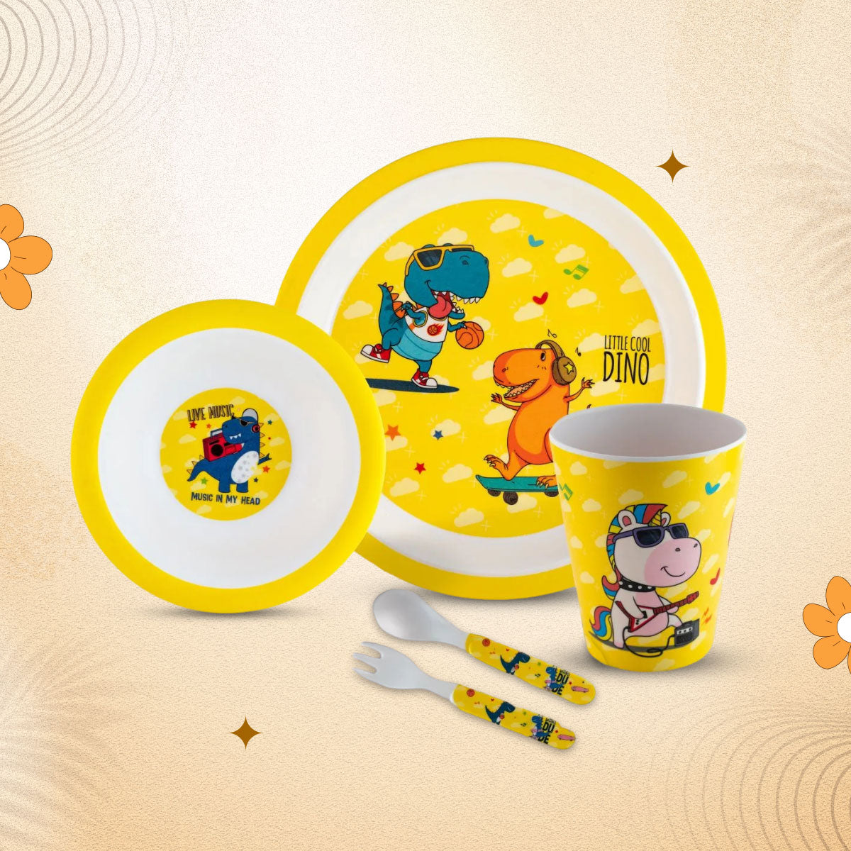 Stehlen set of 5 pcs kids feeding set, Pure melamine, MARIA MERMAID