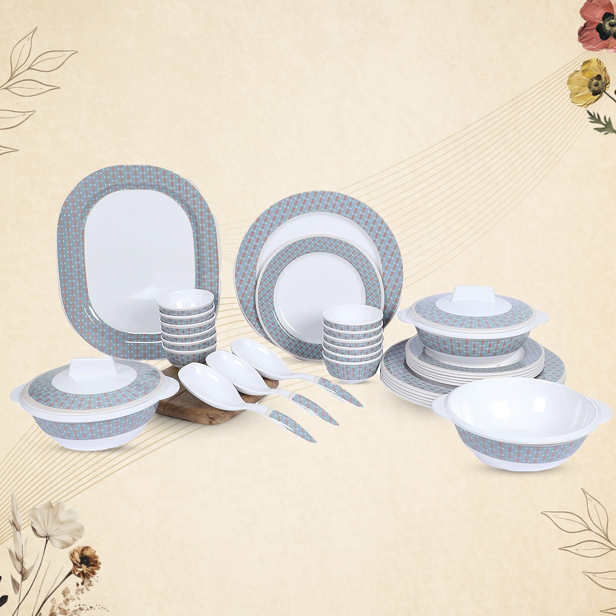 Stehlen Dinnerware, Pure melamine, Vintage, 24 Piece Kitchen Set for home- MERDIAN GRAY