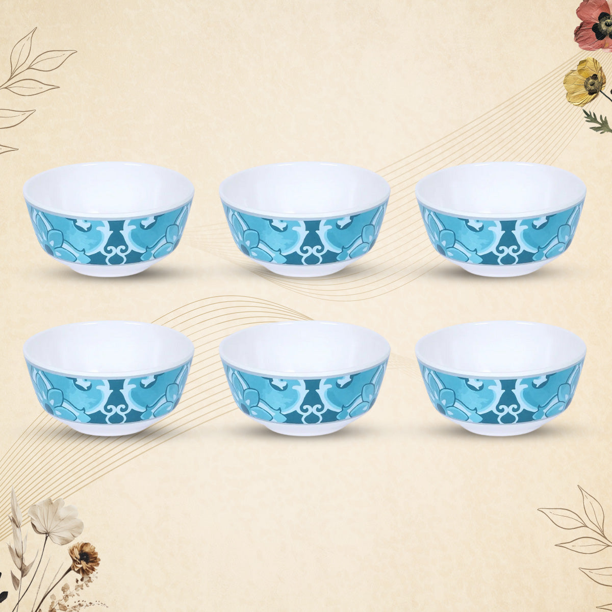 Stehlen Dinnerware, Pure melamine, Vintage, 6 Piece Vegetable Bowl, Kitchen Set for home- MYST BLUE