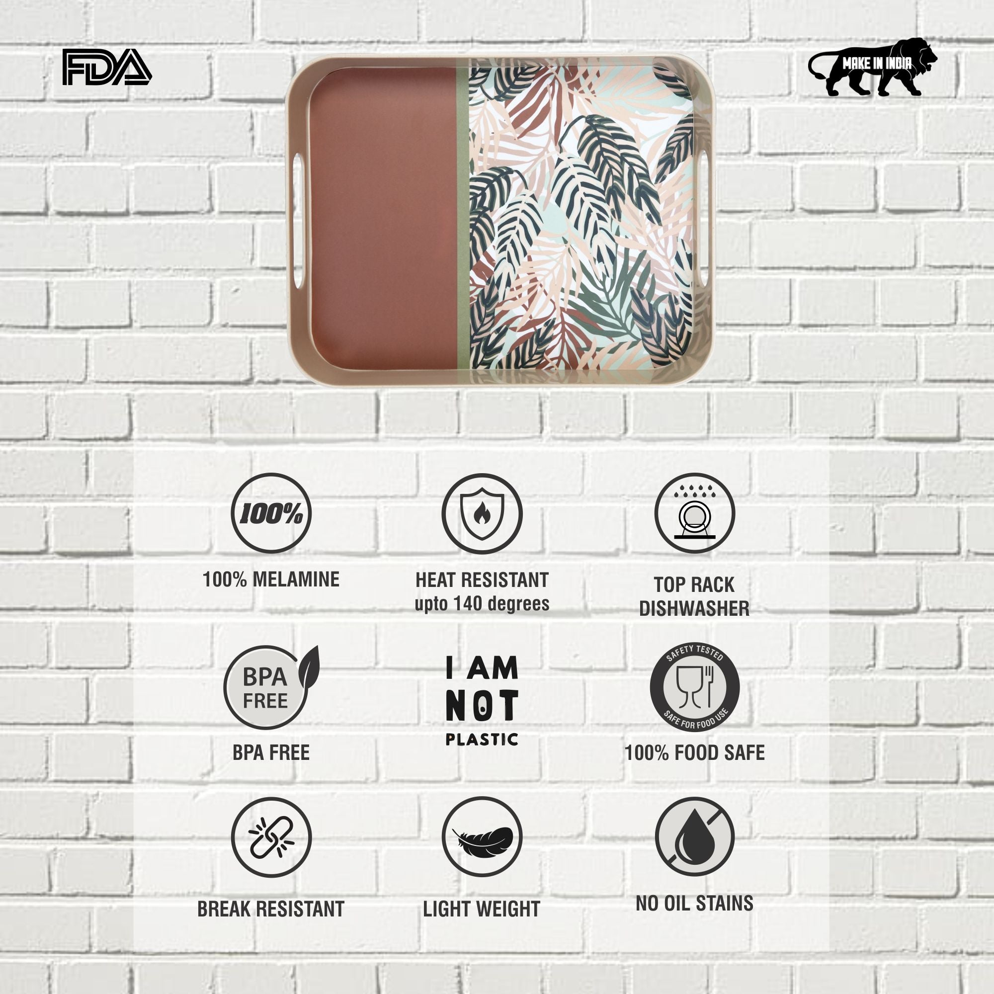 Stehlen 100% Pure melamine Block Tray - Bamboo Beat