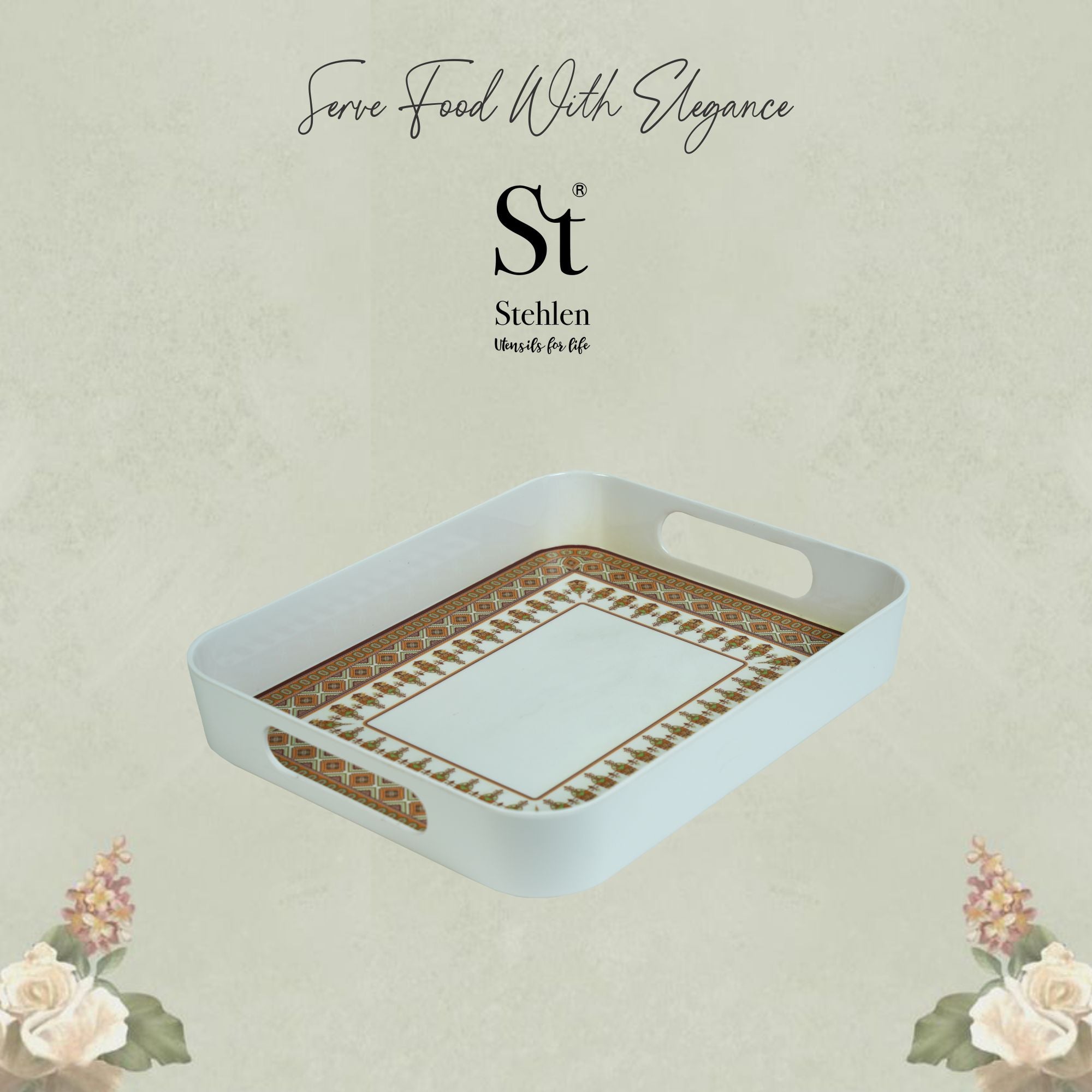 Stehlen 100% Pure melamine Block Tray - Paisley