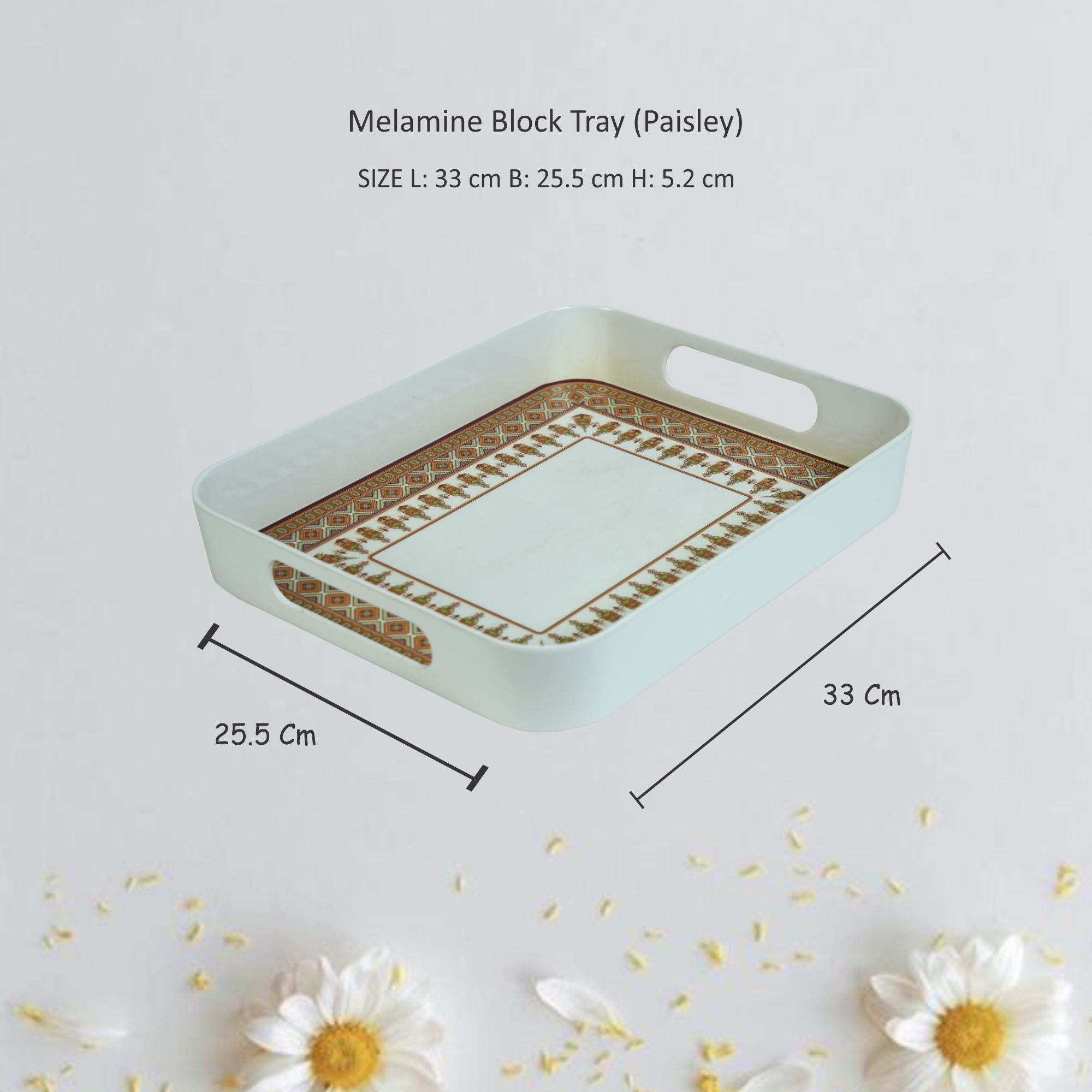 Stehlen 100% Pure melamine Block Tray - Paisley