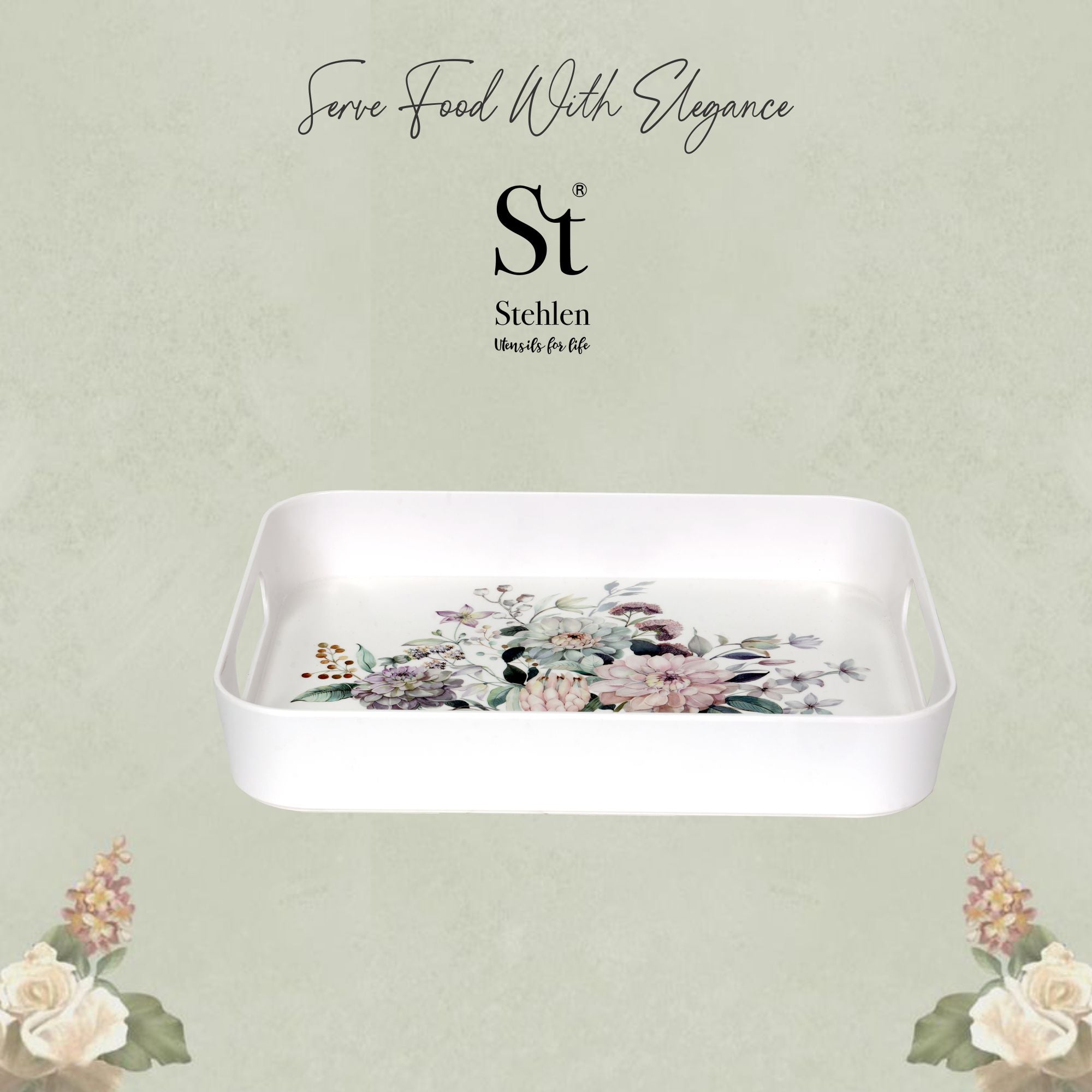 Stehlen 100% Pure melamine Block Tray - Royal Bud