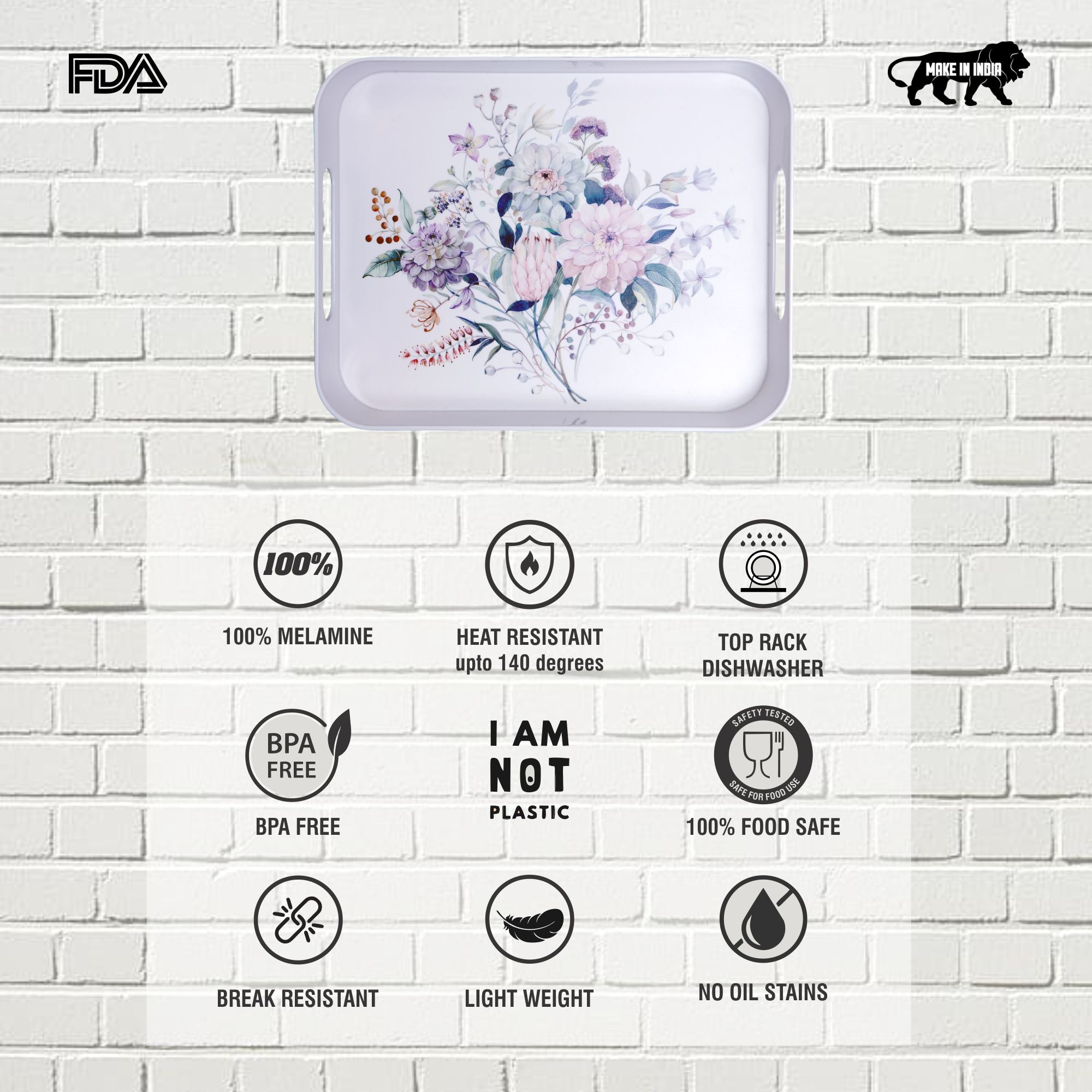 Stehlen 100% Pure melamine Block Tray - Royal Bud