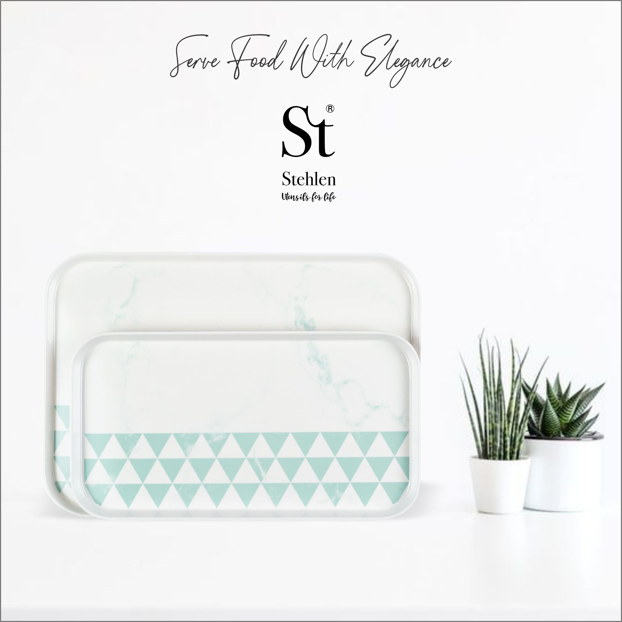Stehlen 100% Pure melamine Danish Tray- Trio Aqua