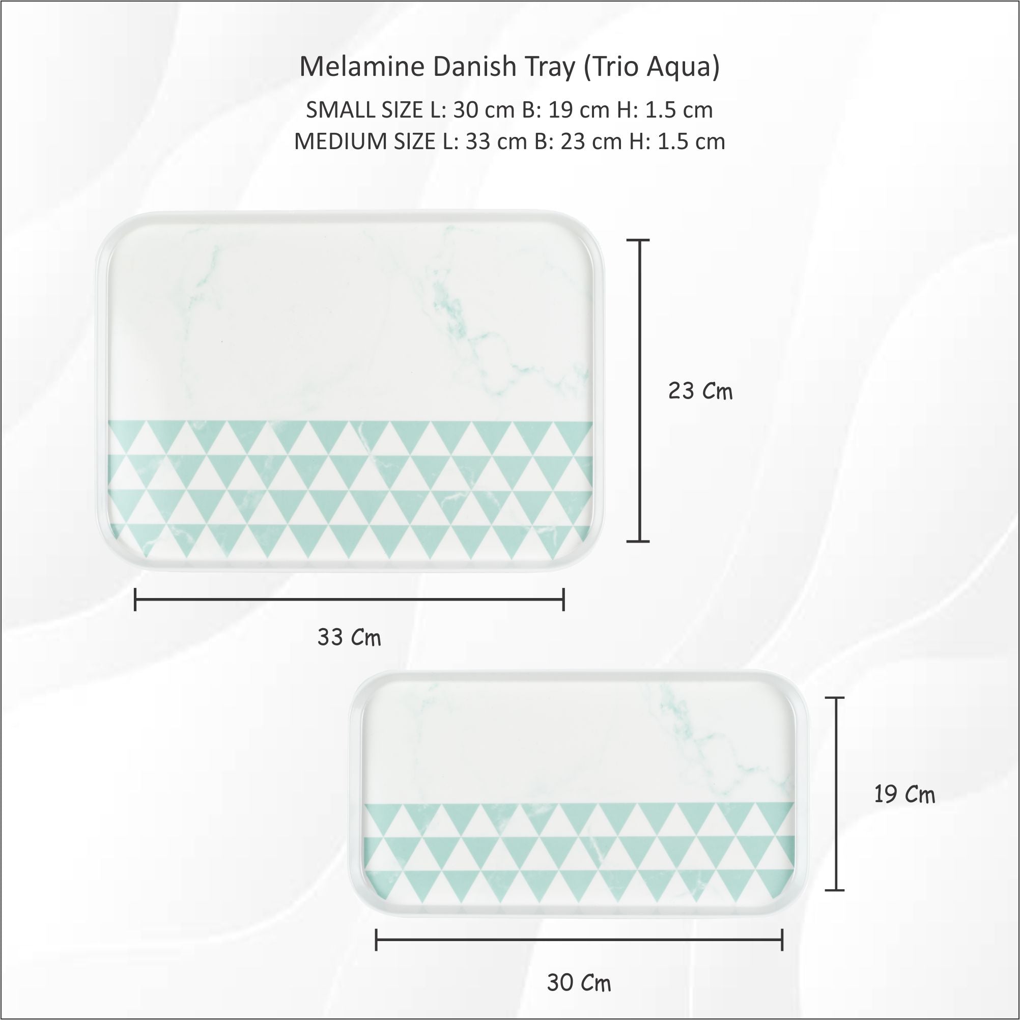 Stehlen 100% Pure melamine Danish Tray- Trio Aqua