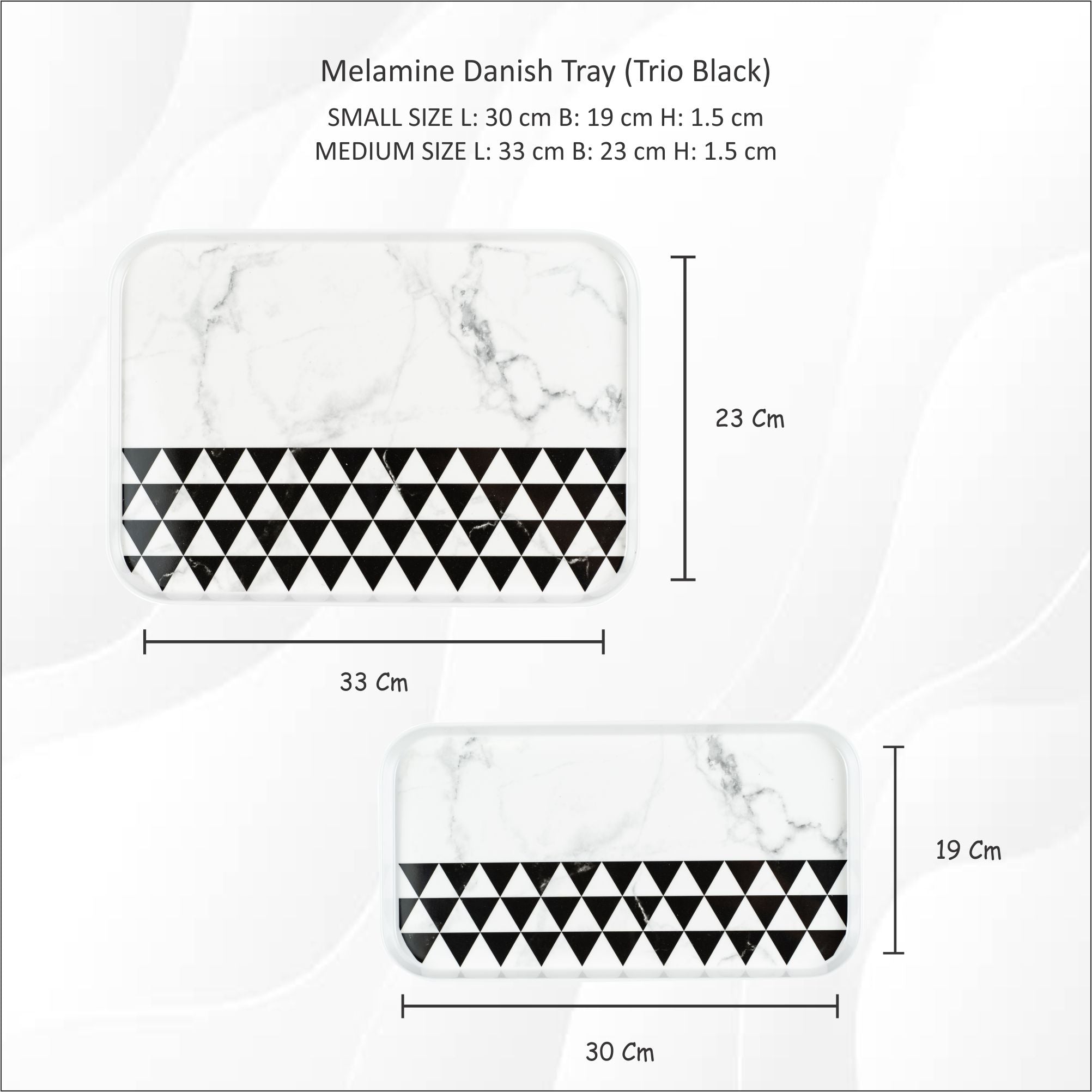 Stehlen 100% Pure melamine Danish Tray- Trio Black