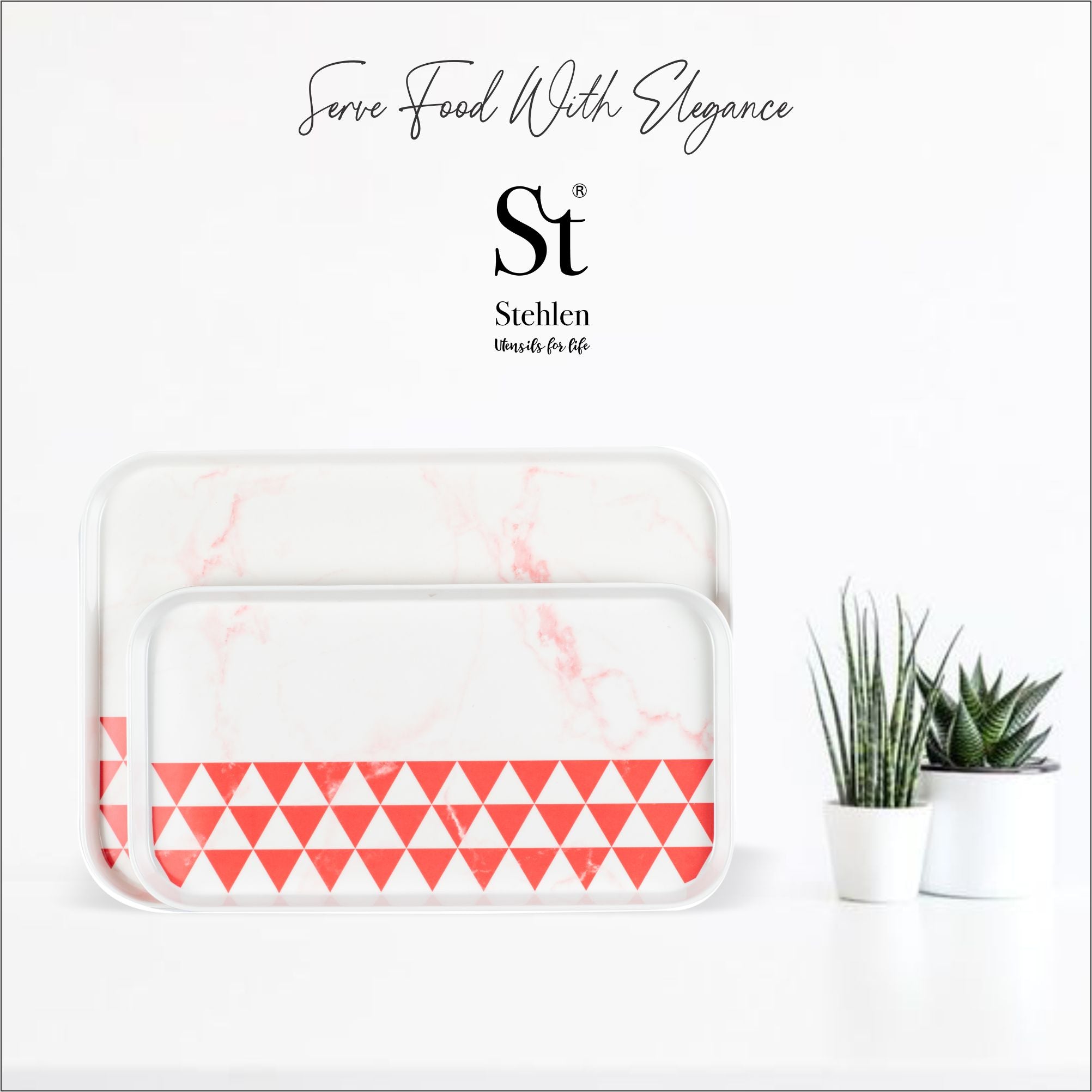 Stehlen 100% Pure melamine Danish Tray - Trio Pink