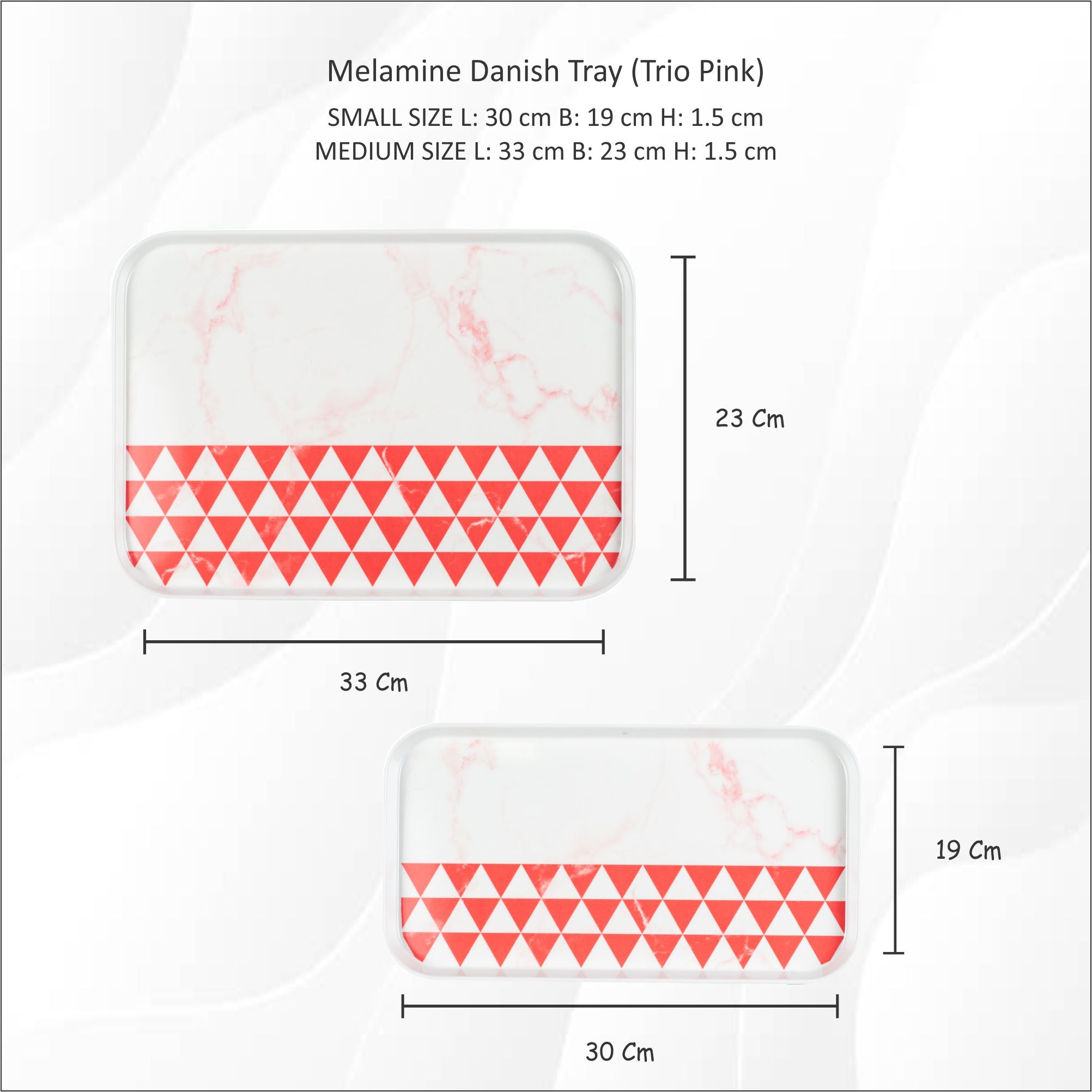 Stehlen 100% Pure melamine Danish Tray - Trio Pink