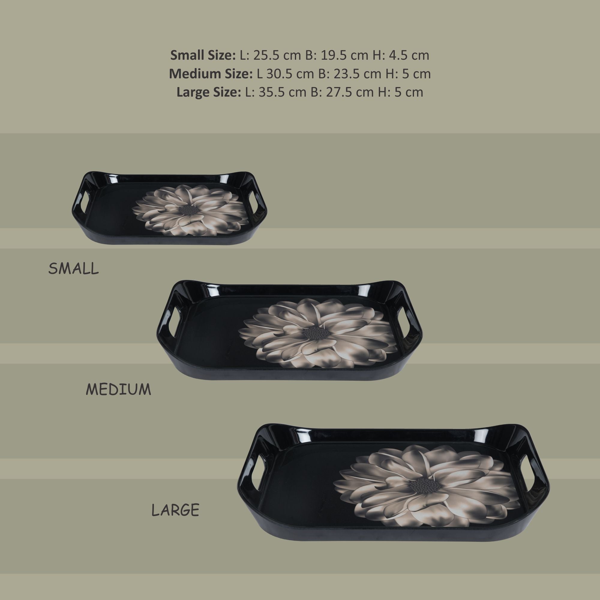 Stehlen 100% Pure melamine Era Tray - Set of 3  BLOSSOM