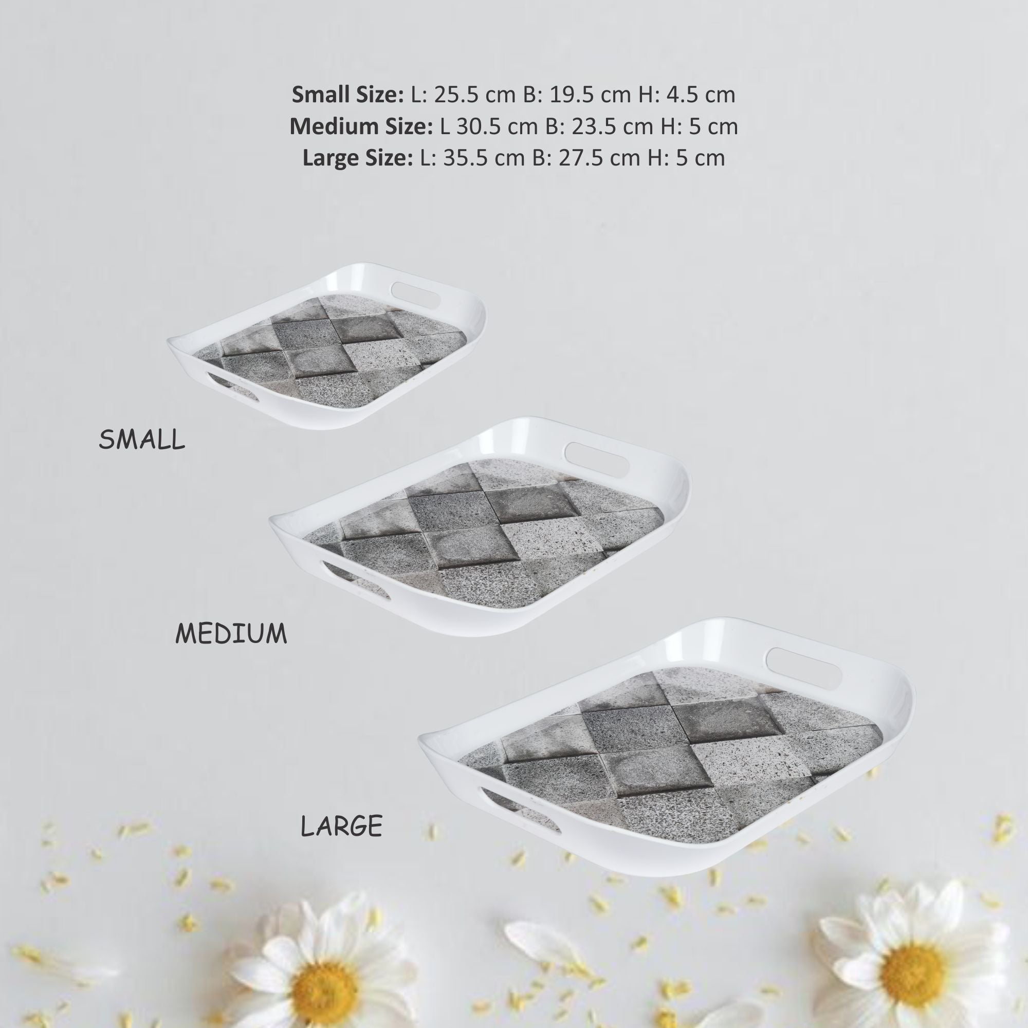 Stehlen 100% Pure melamine Era Tray- - Set Of 3 Concrete