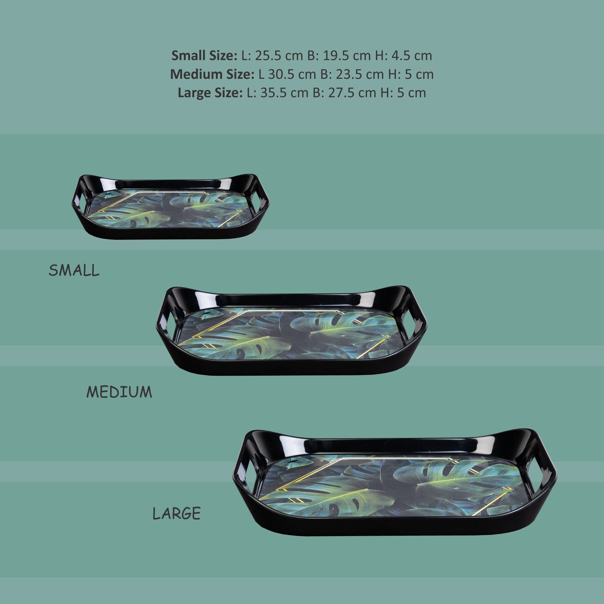Stehlen 100% Pure melamine Era Tray  - Set of 3 HAWAII LEAF