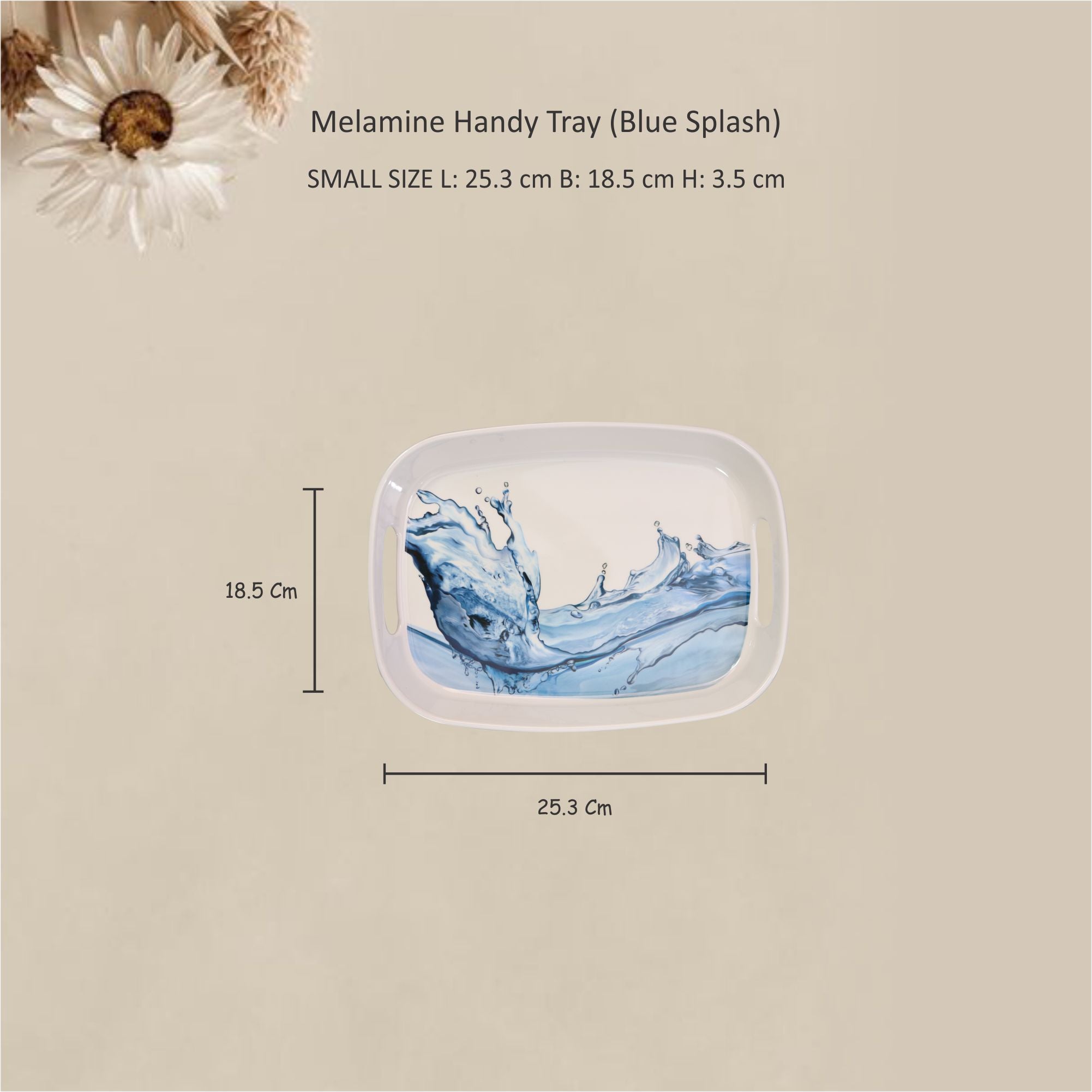 Stehlen 100% Pure melamine Handy Tray- Blue Splash
