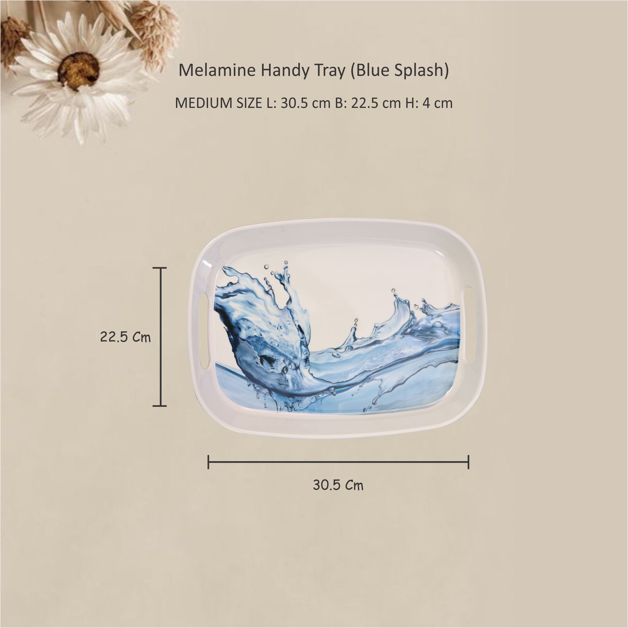 Stehlen 100% Pure melamine Handy Tray- Blue Splash