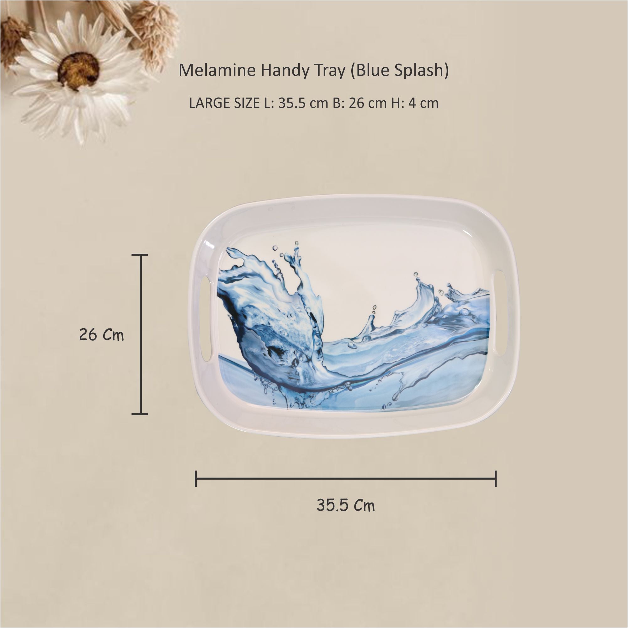 Stehlen 100% Pure melamine Handy Tray- Blue Splash