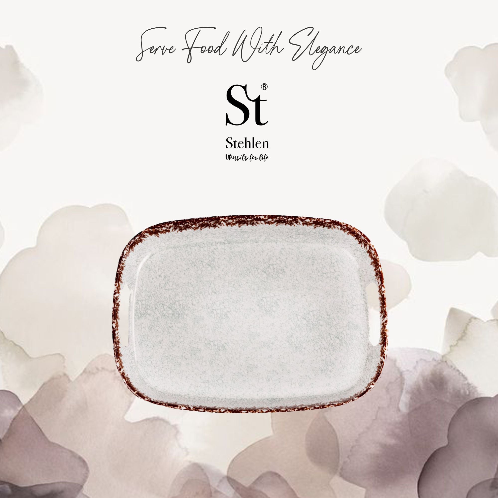 Stehlen 100% Pure melamine Handy Tray- Crackle Brown