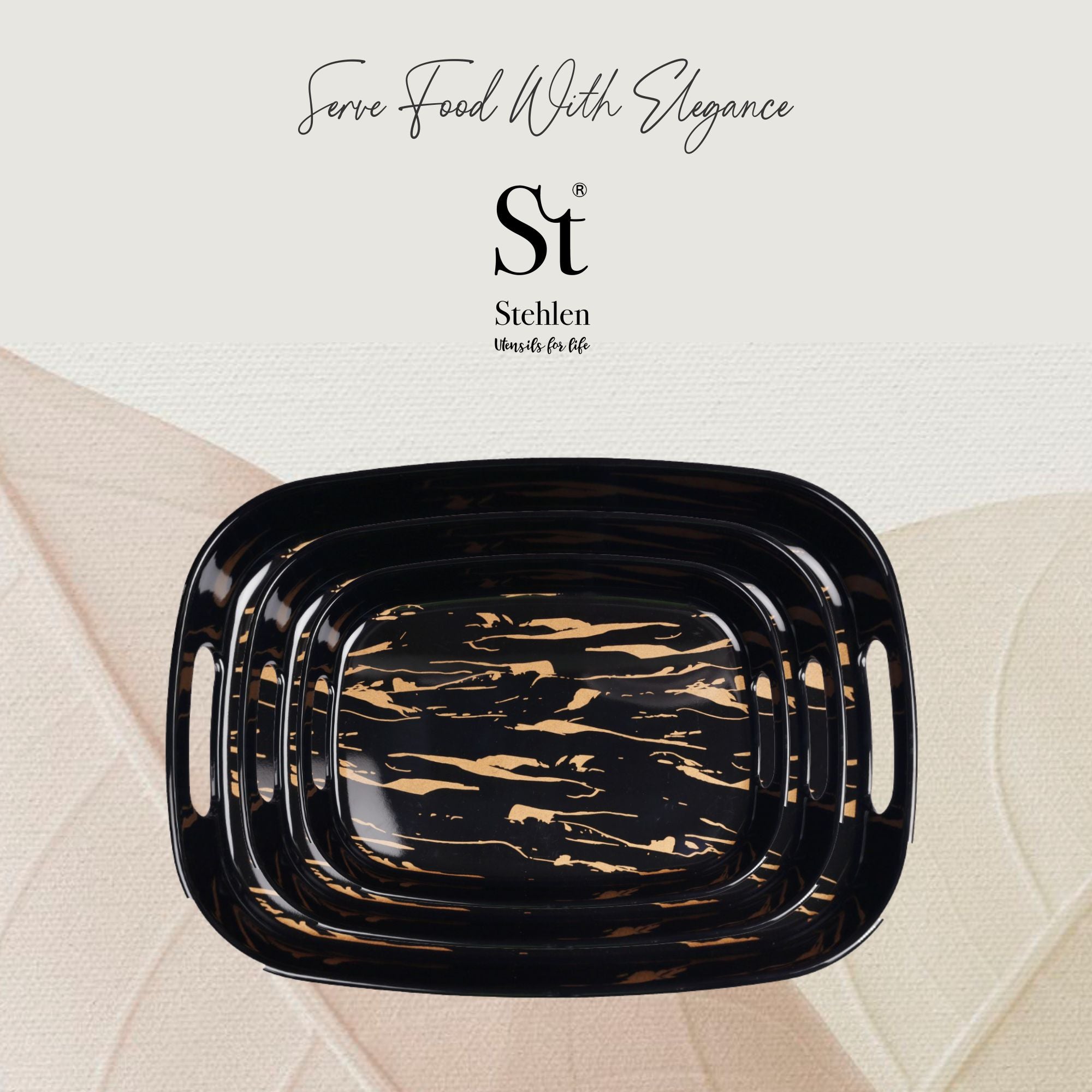 Stehlen 100% Pure melamine Handy Tray - Set of 3 Tulip