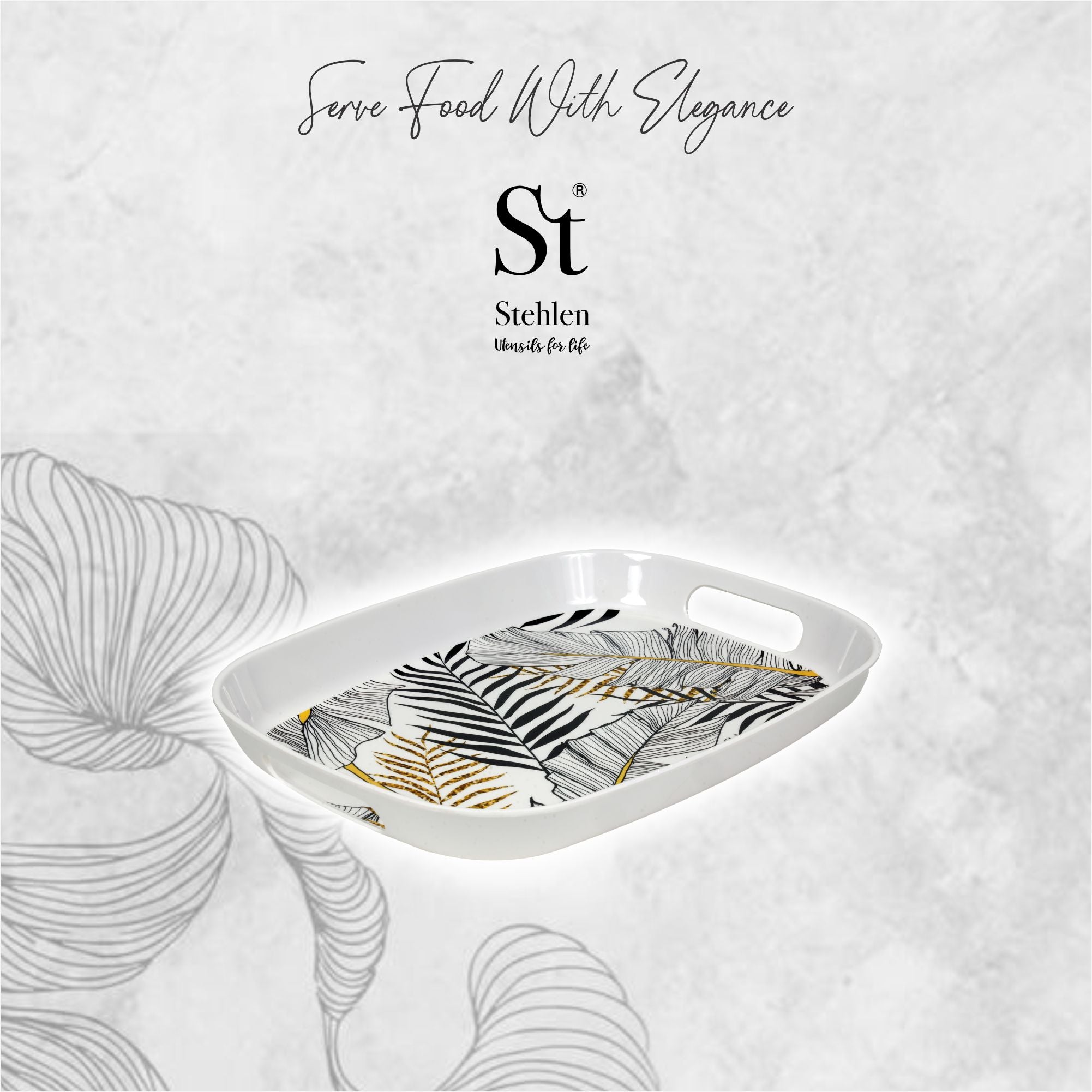 Stehlen 100% Pure melamine Handy Tray- Botanical