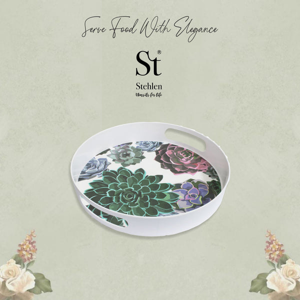 Stehlen 100% Pure melamine Oriental Tray, Dishwasher safe, Heat resistant upto 140 degrees, Break resistant, FDA Approved, Elegant, Durable, and Versatile for Every Occasion - Hand painted
