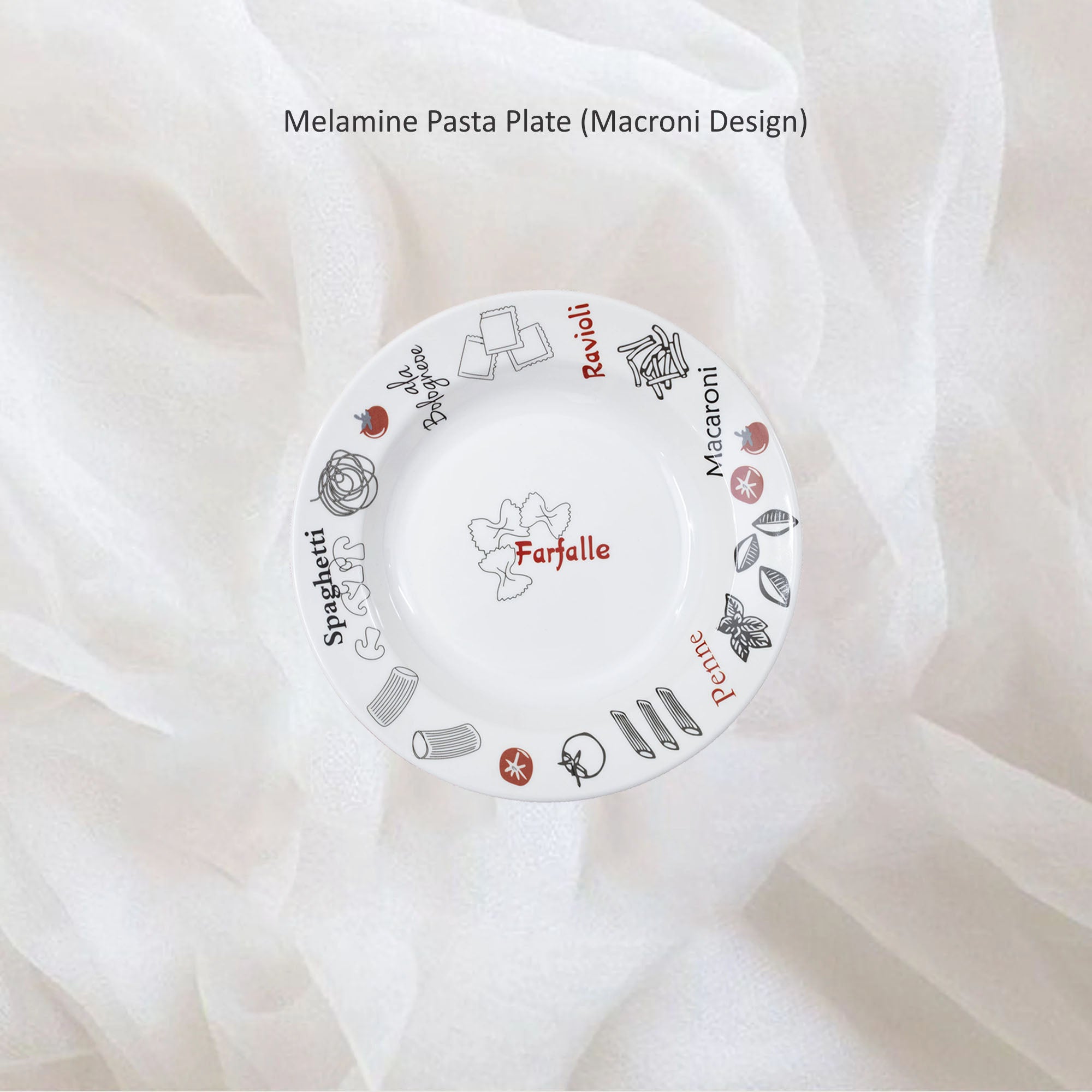 Stehlen 100% Pure melamine Pasta Plate- Macroni Design