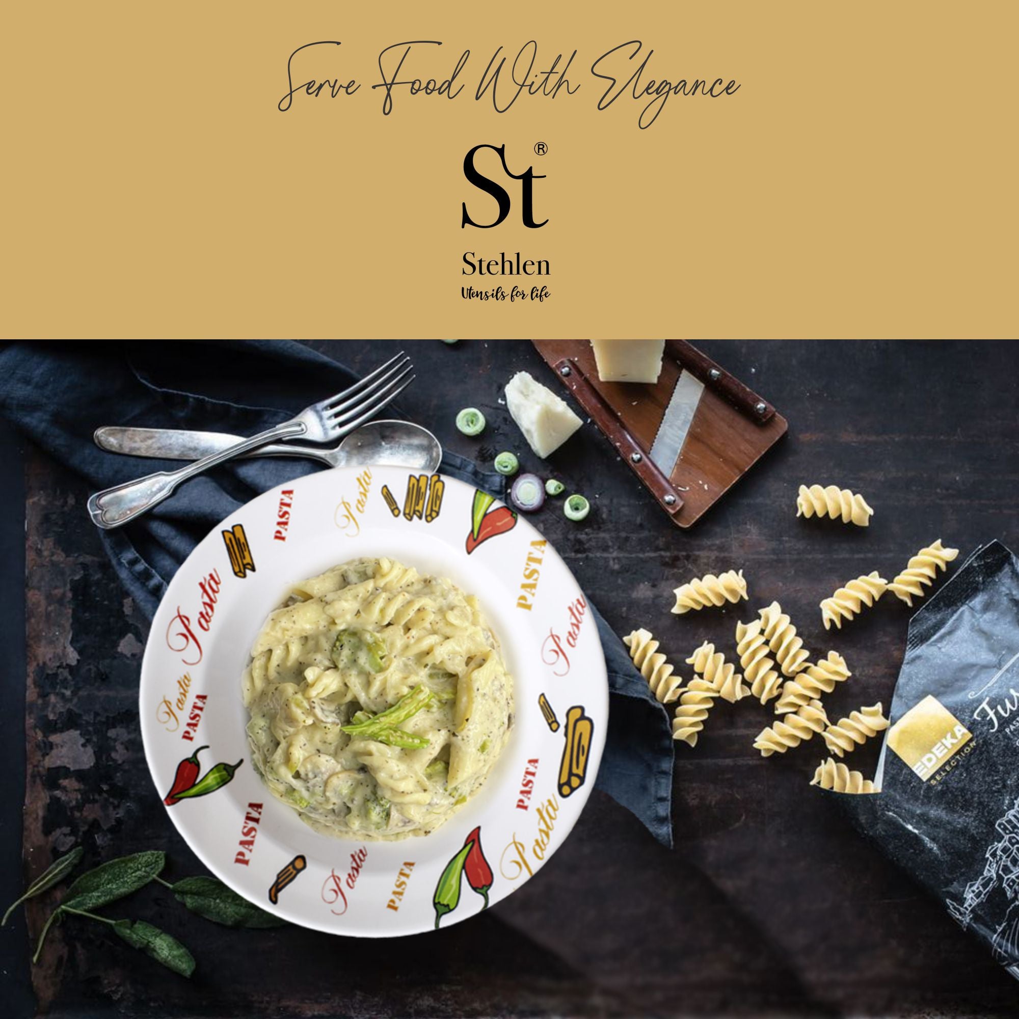 Stehlen 100% Pure melamine Pasta Plate- Pasta Design