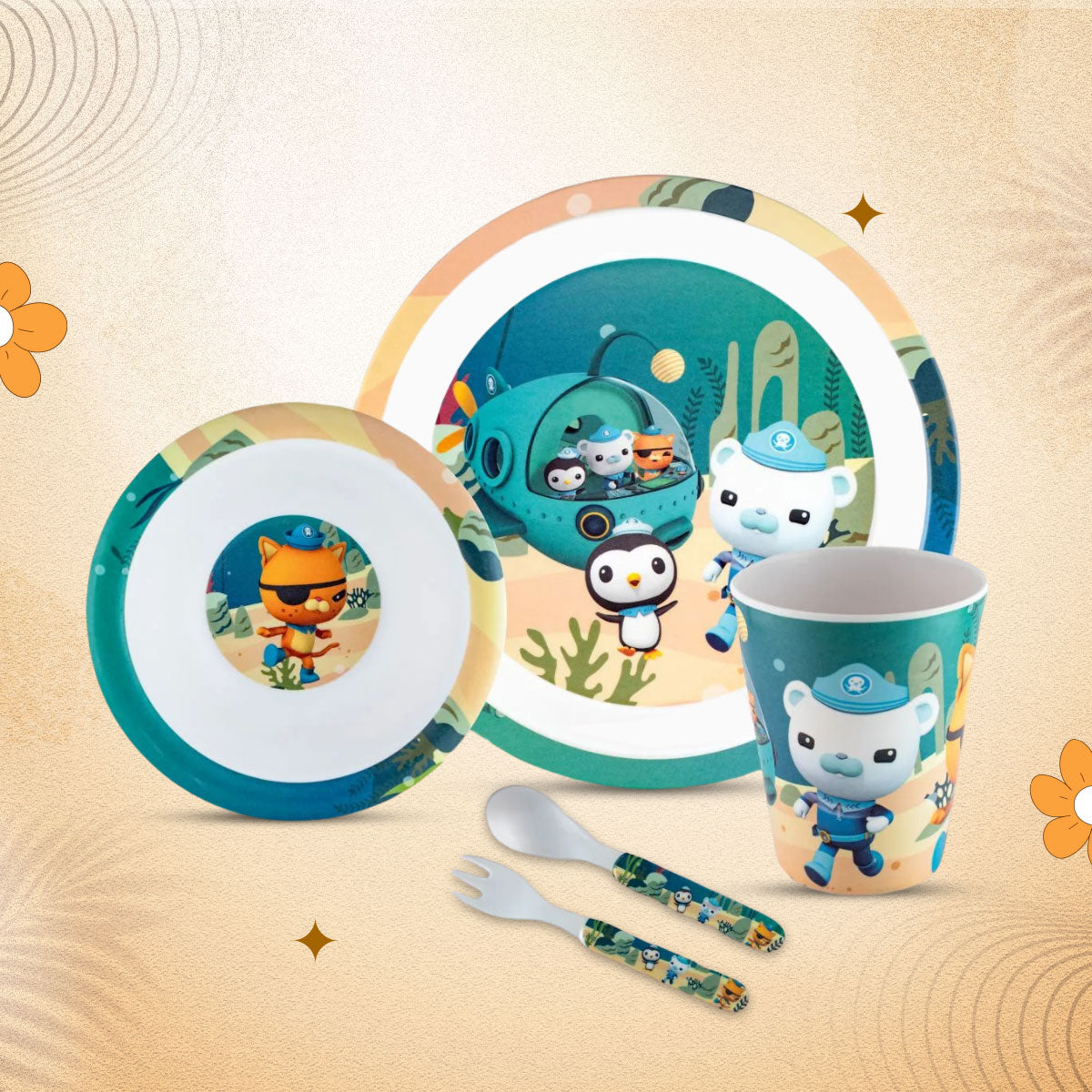 Stehlen set of 5 pcs kids feeding set, Pure melamine, OCEANIC WONDER