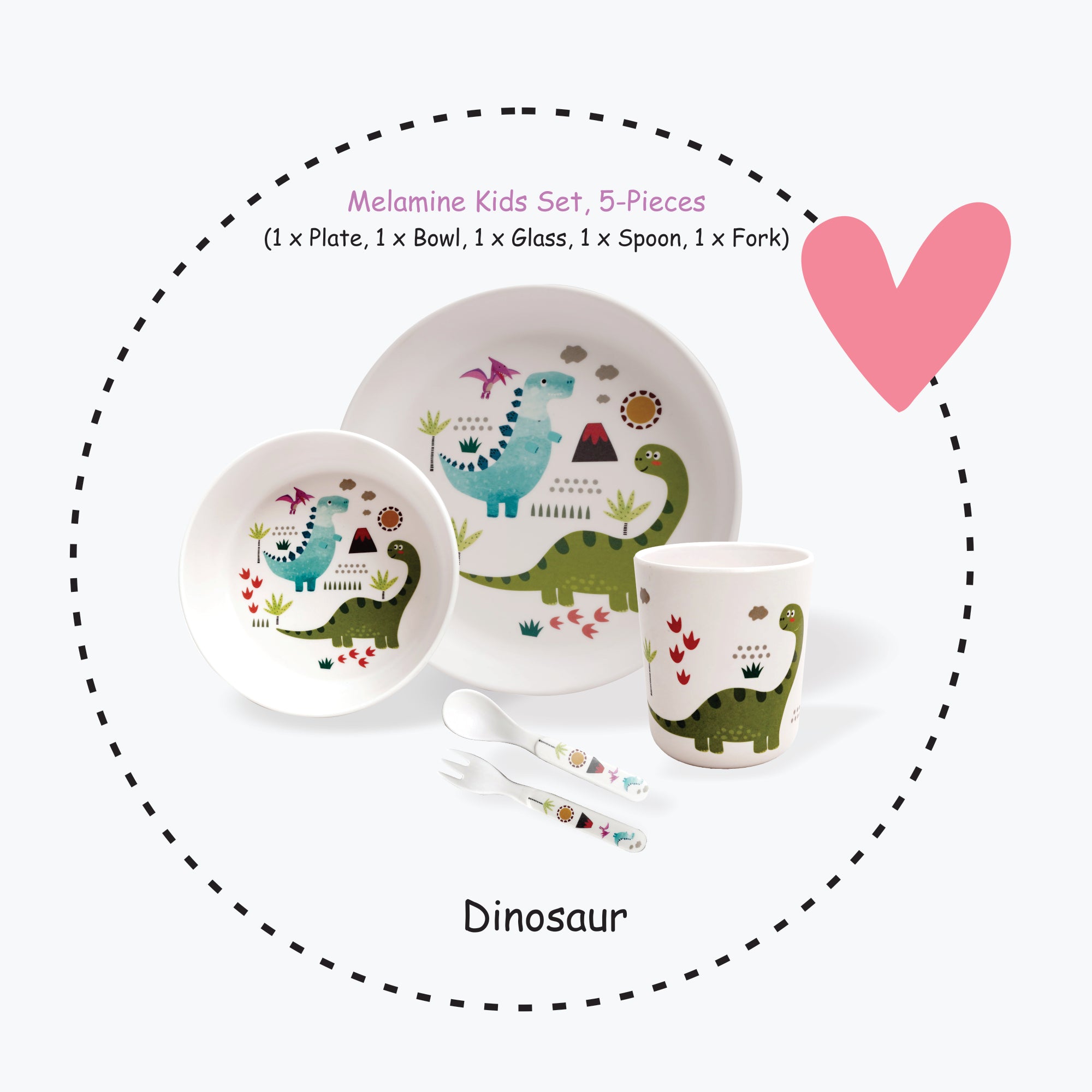 Stehlen Kids Dinnerware Set 100 Melamine Dinosaur