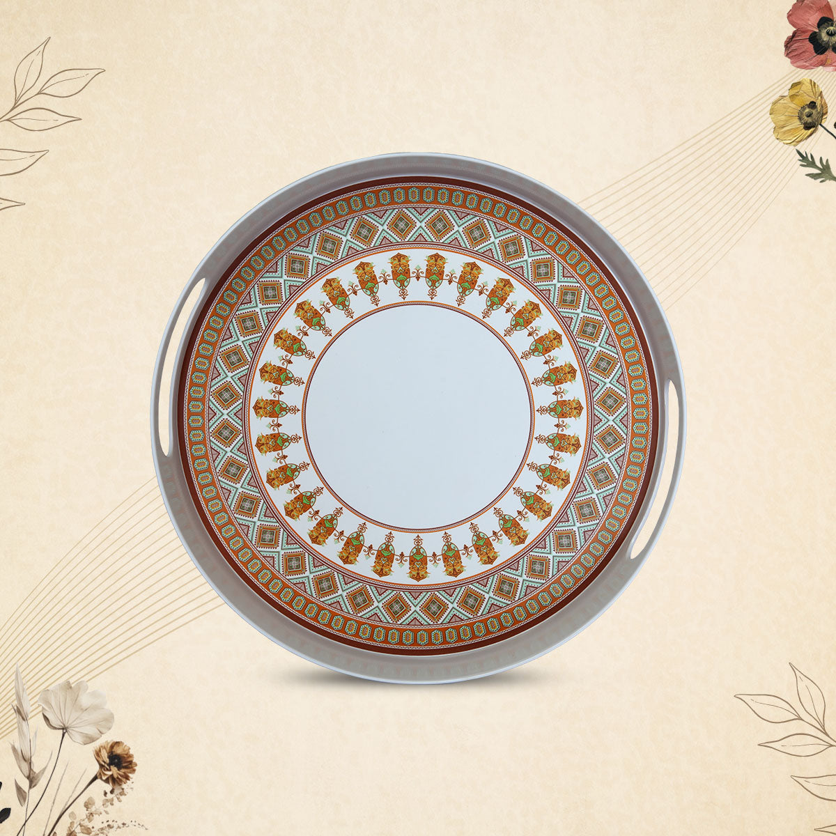 Stehlen 100% Pure melamine Oriental Tray- Paisley