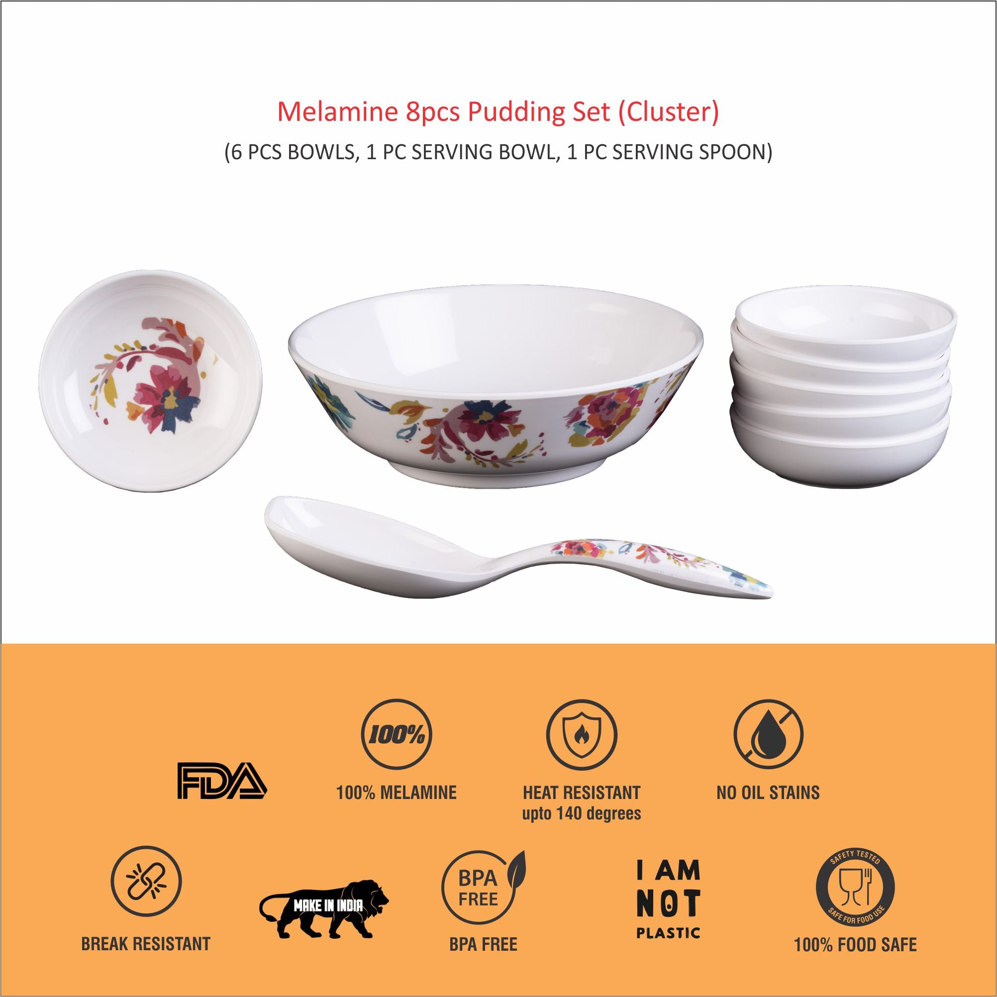 Stehlen 100% Pure melamine 8 pcs Pudding Set - Cluster
