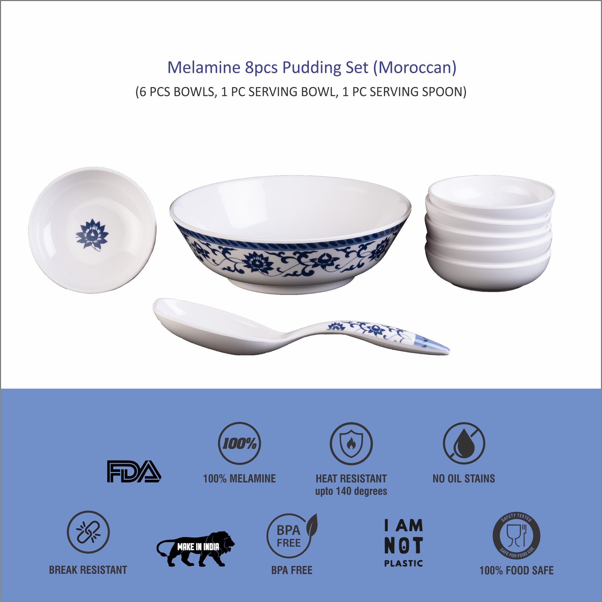 Stehlen 100% Pure melamine 8 pcs Pudding Set  - Moroccan