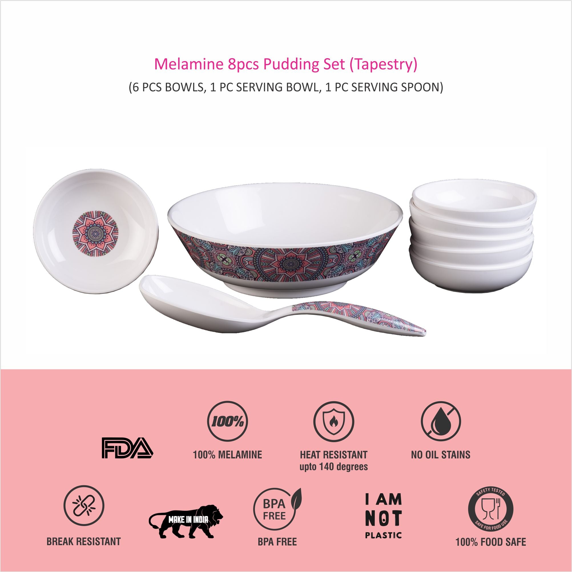 Stehlen 100% Pure melamine 8 pcs Pudding Set  - Tapestry
