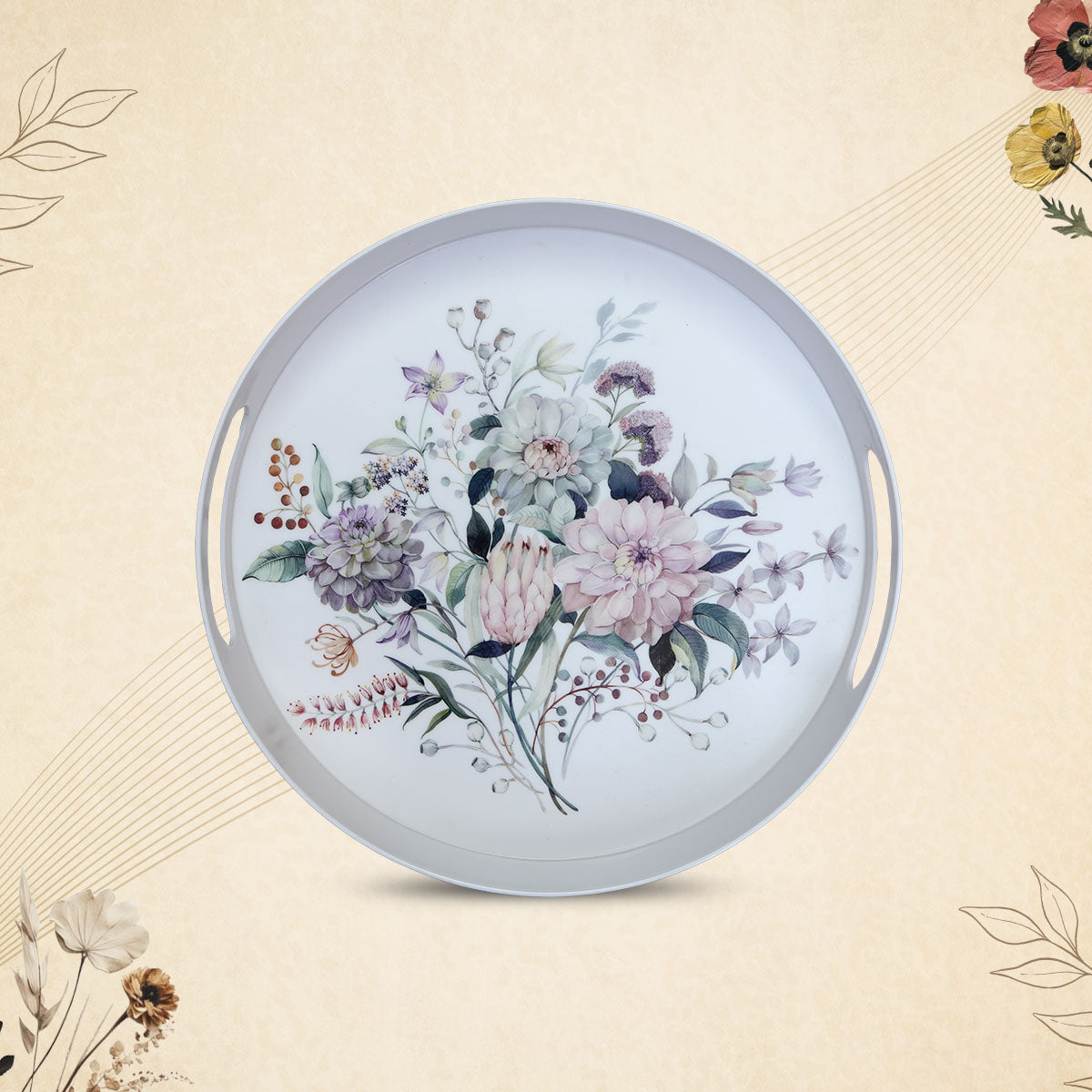 Stehlen 100% Pure melamine Oriental Tray- Royal Bud