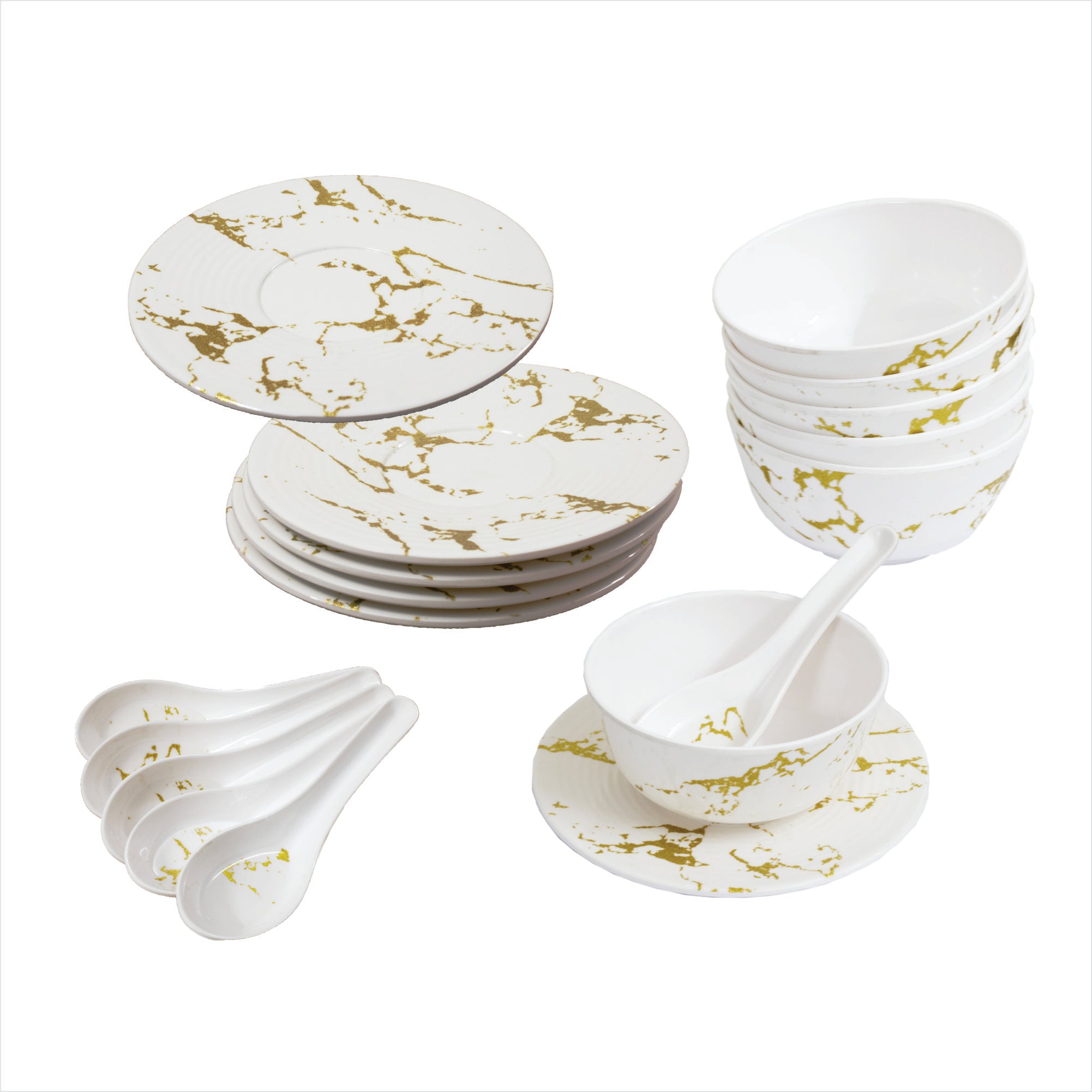 Stehlen Bowl Set, Soup set, Pure melamine, 18 Piece - Golden Stream