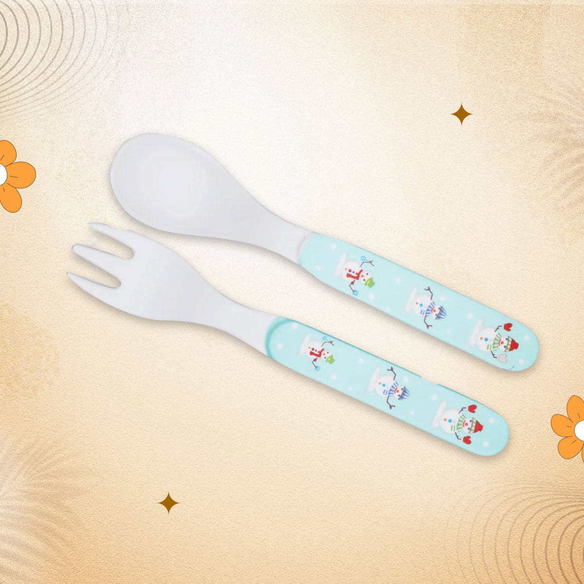 2-Piece Kids Feeding Set (Spoon and Fork) - Snowman