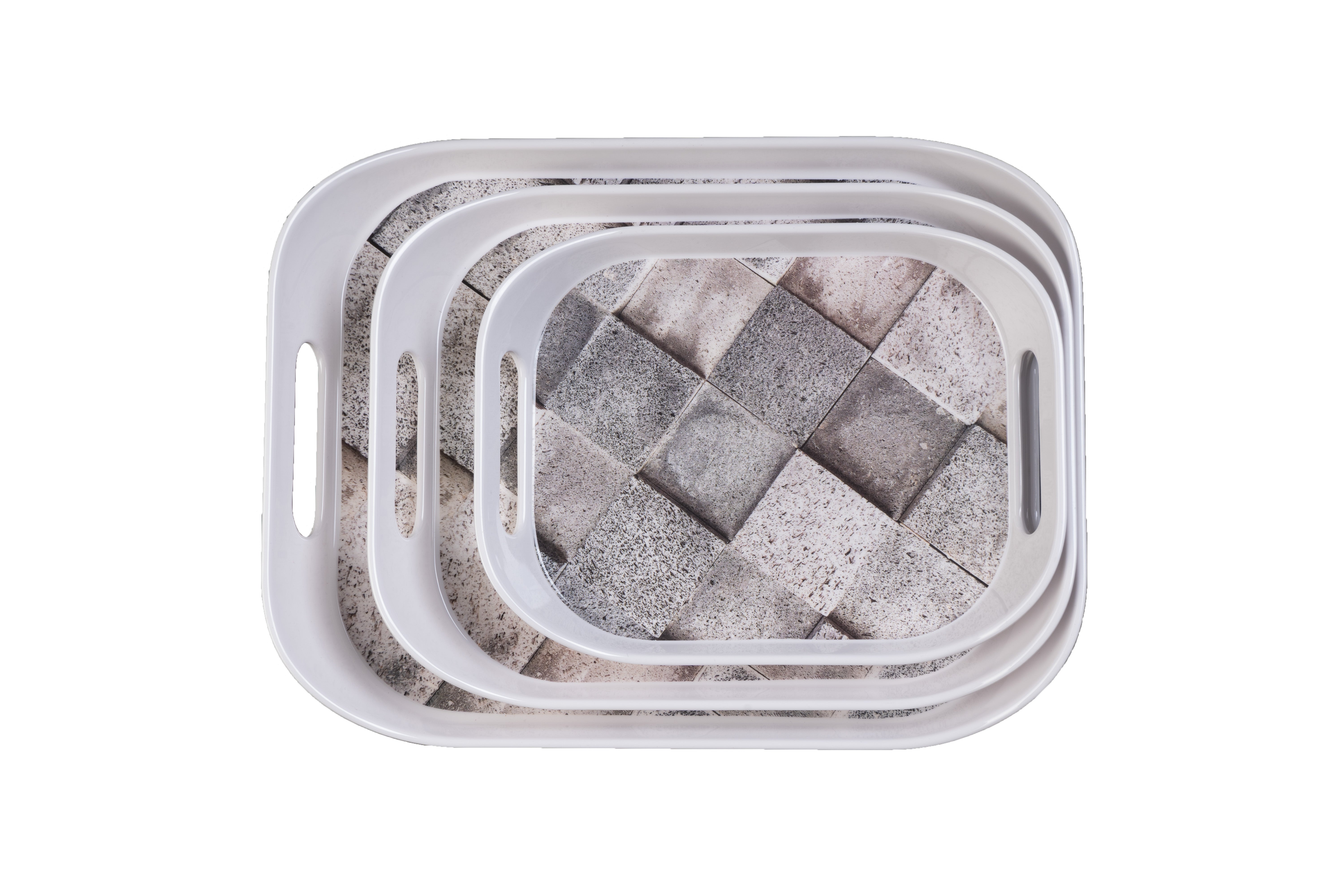 Stehlen 100% Pure melamine Era Tray- - Set Of 3 Concrete
