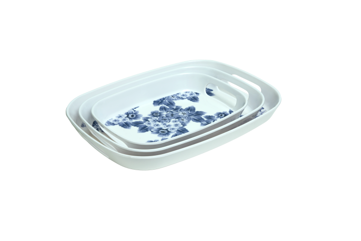 Stehlen 100% Pure melamine Handy Tray- Set of 3 Blue Orchid