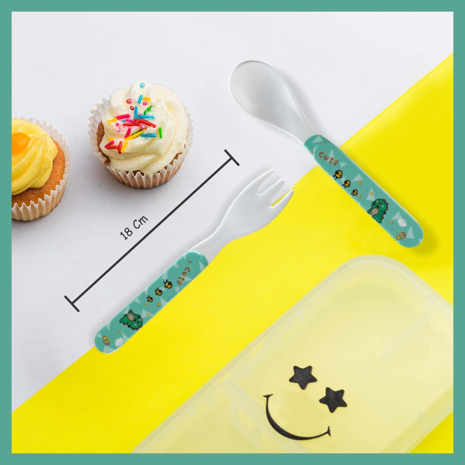 2-Piece Kids Feeding Set (Spoon and Fork) - Green Peas