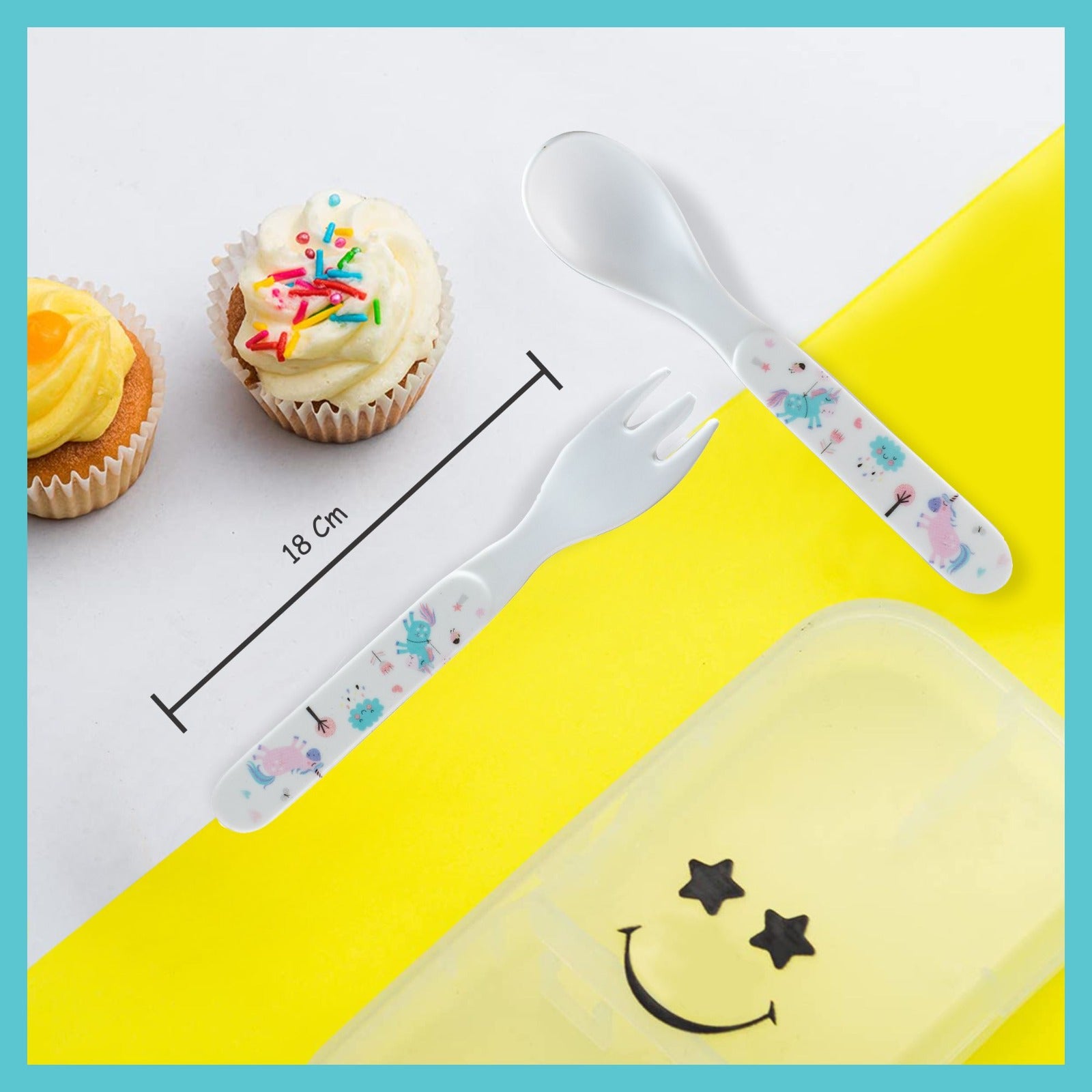 2-Piece Kids Feeding Set (Spoon and Fork) - Blue Unicorn