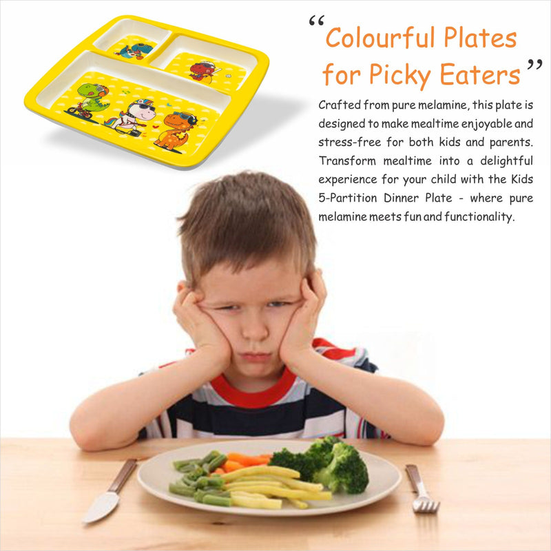 Stehlen Dinnerware, Dinner Plates, 3 Partition Plates, Kids Plate, 100% Melamine Plates, Aqua Tales Theme Plate, Kids Snacks Plates, FDA Approved, BPA Free- Aqua Tales