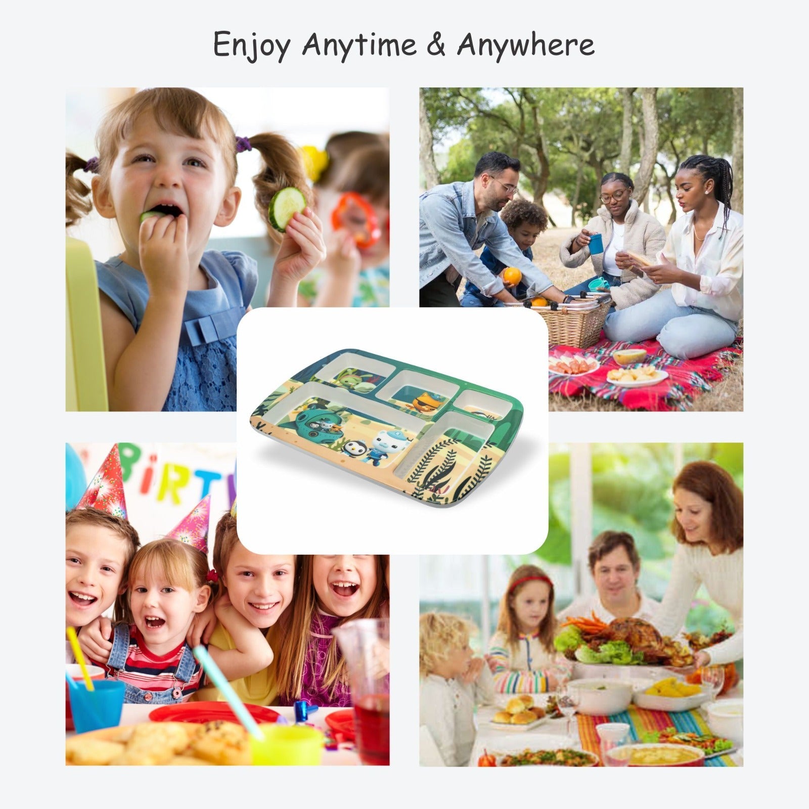 Kids 5-Partition Dinner Plate- Oceanic Wonder