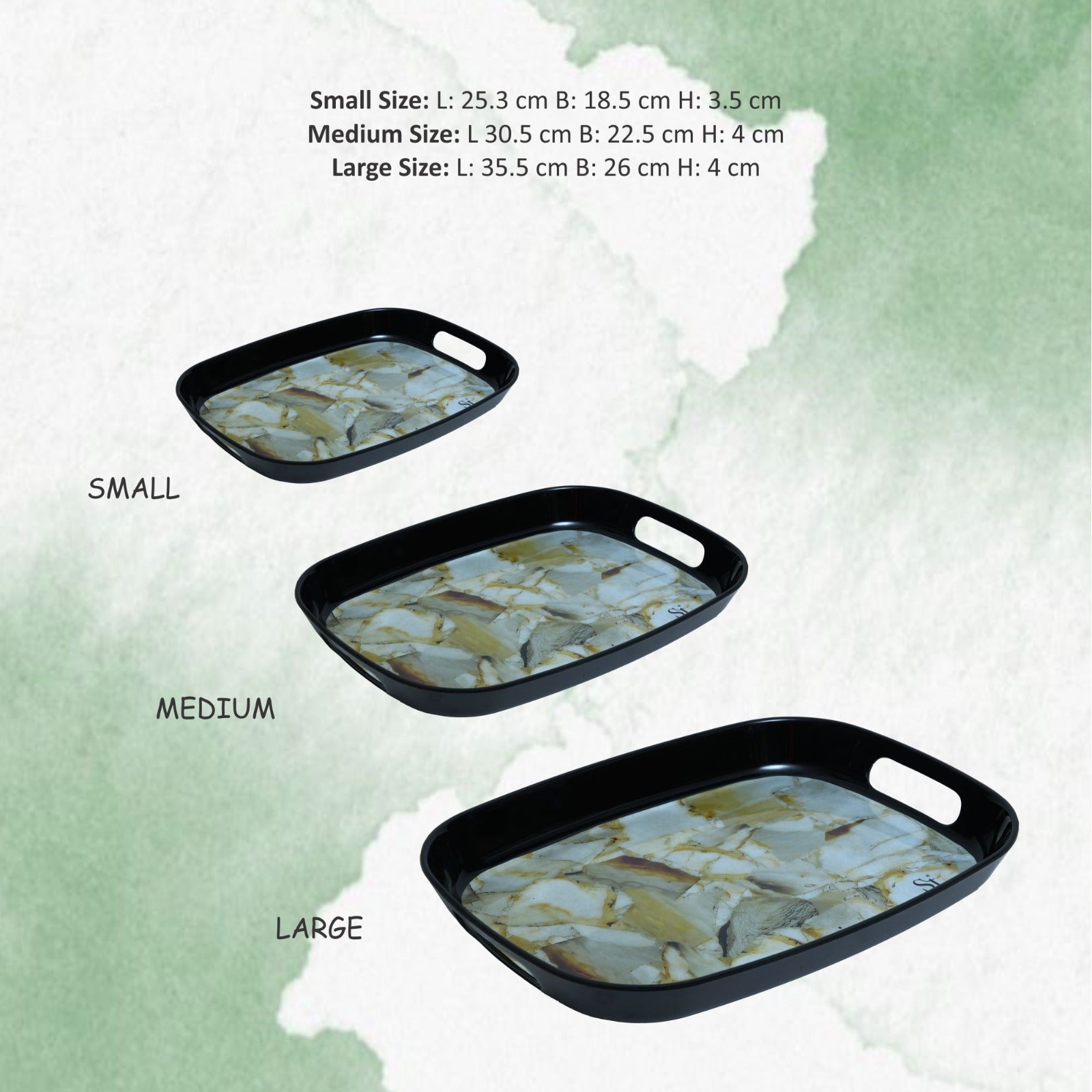 Stehlen 100% Pure melamine Handy Tray- Set of 3 Reflection