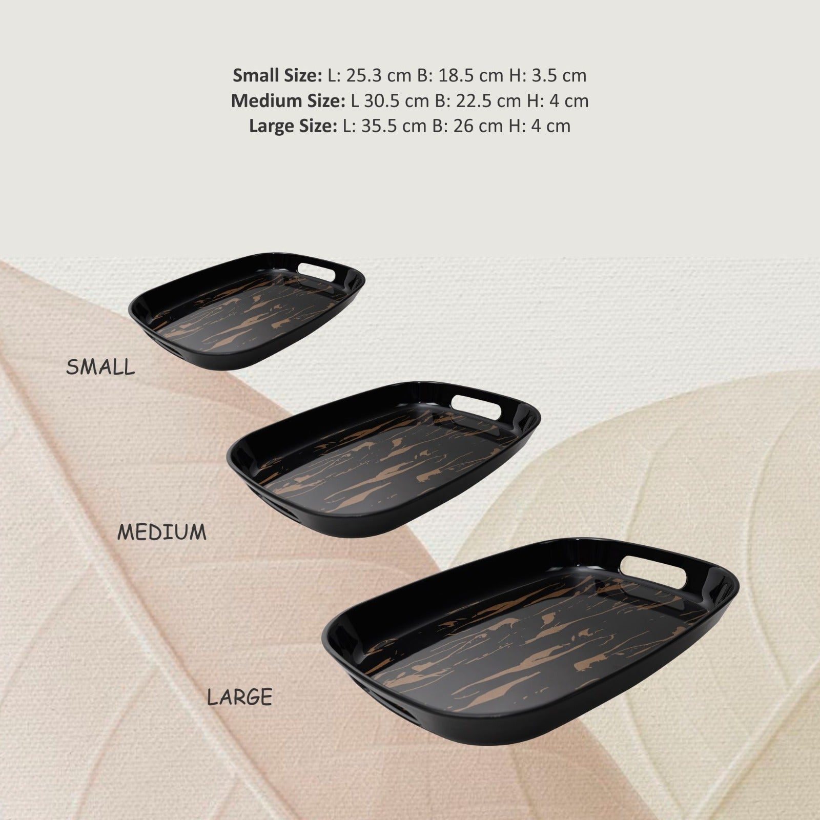 Stehlen 100% Pure melamine Handy Tray - Set of 3 Tulip