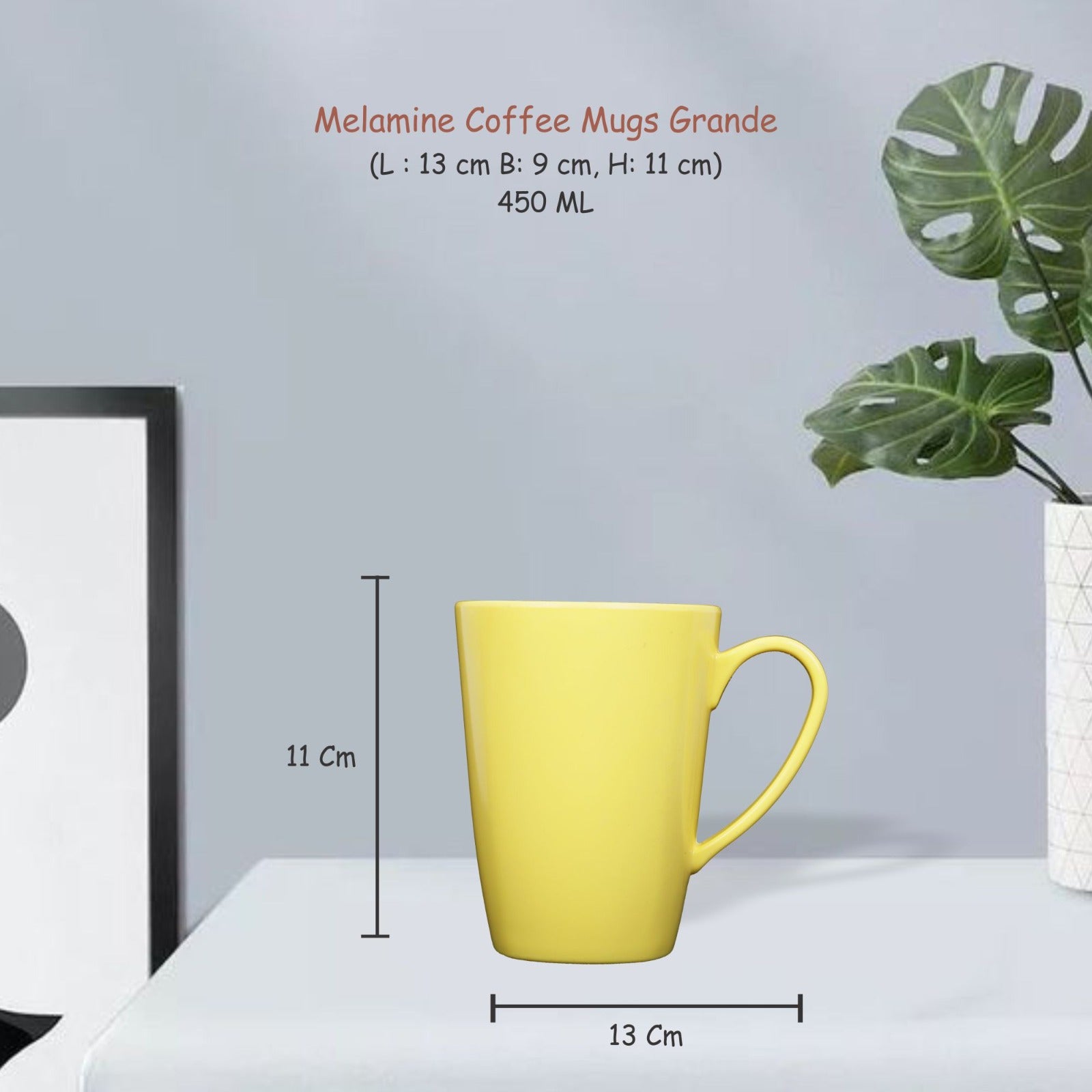 Stehlen 100% Pure melamine Grande Coffee Mugs- Yellow