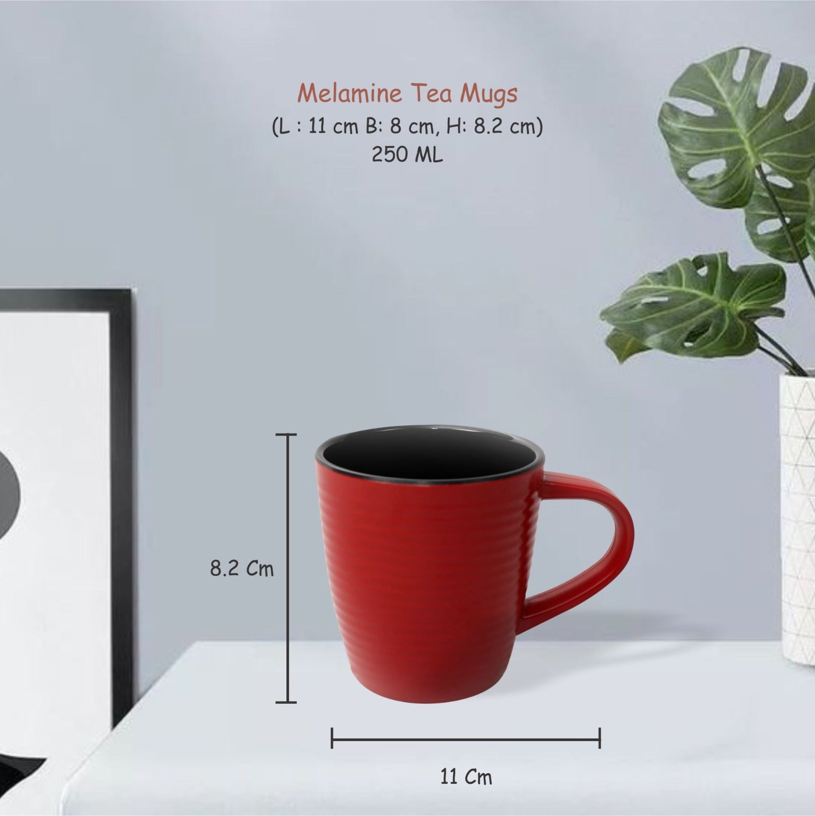 Stehlen 100% Pure melamine Tea Mugs- Red